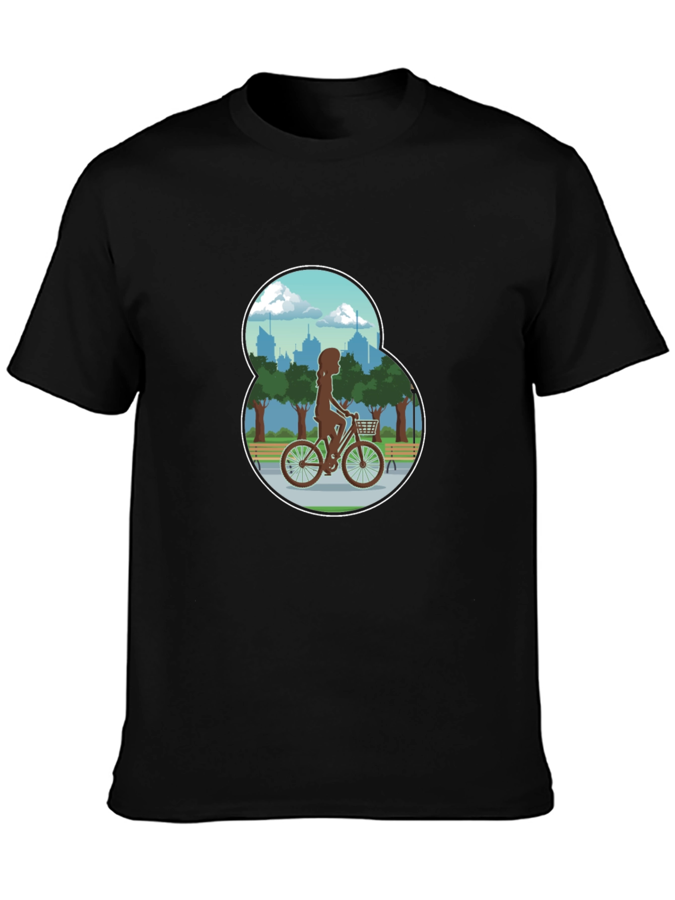 Black Woman Biking in the Park Graphic T-Shirt view 3