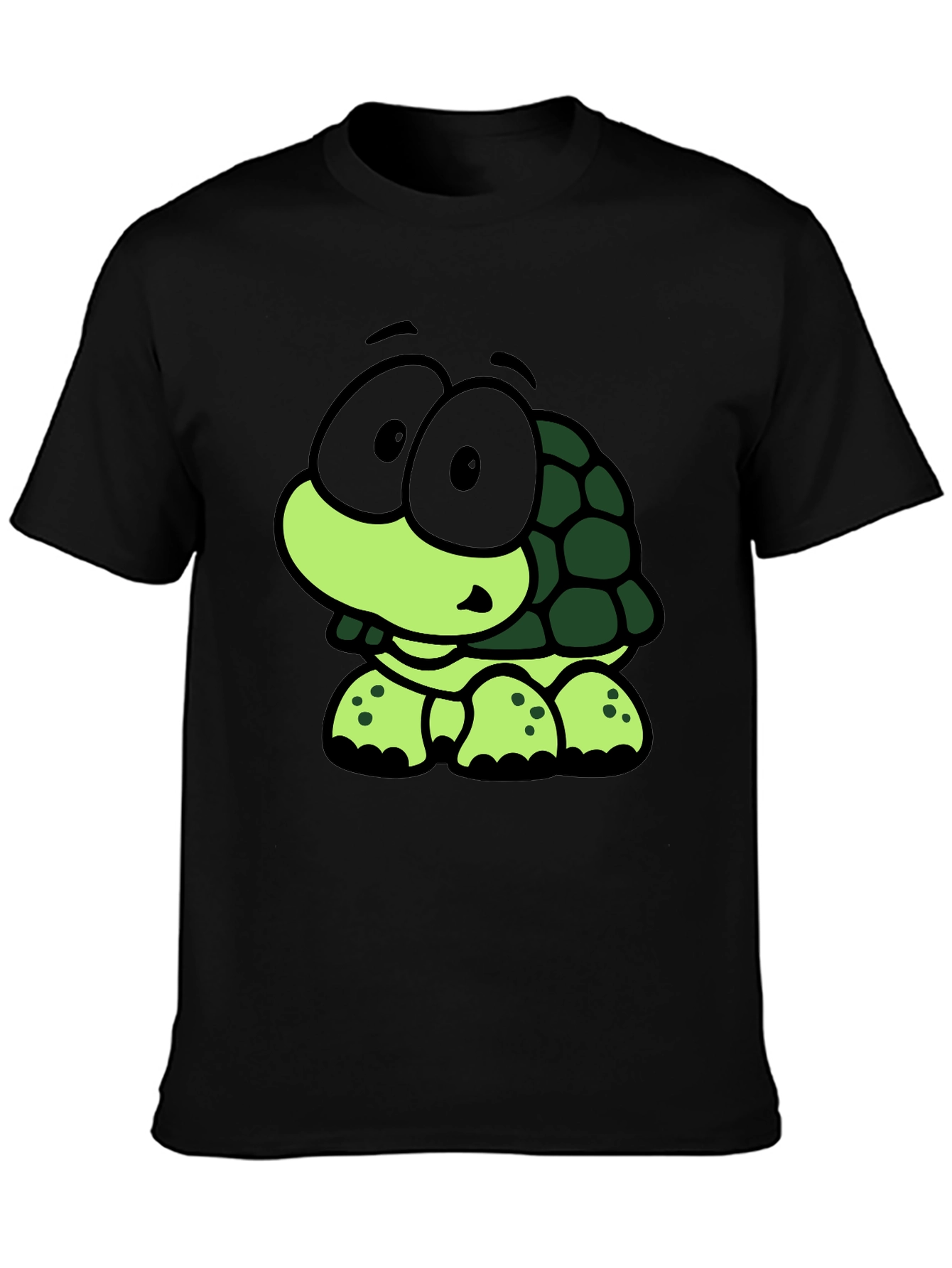 Black Cute Cartoon Turtle Graphic Black T-Shirt view 3