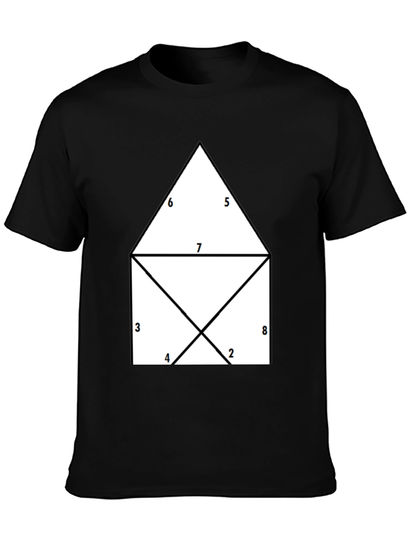 Black Geometric Numbered T-Shirt view 3