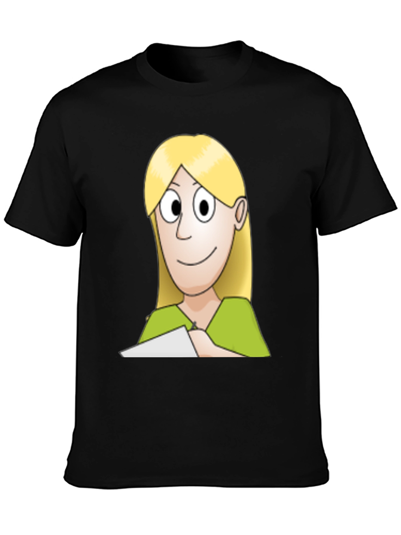 Black Cartoon Woman Graphic Tee - Black Unisex T-Shirt view 3