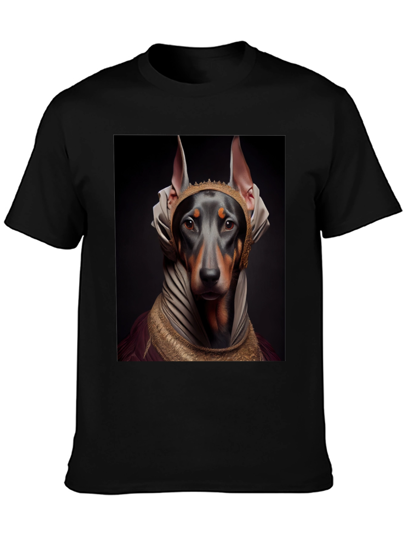 Black Doberman Dog Pharaoh Graphic Tee view 3