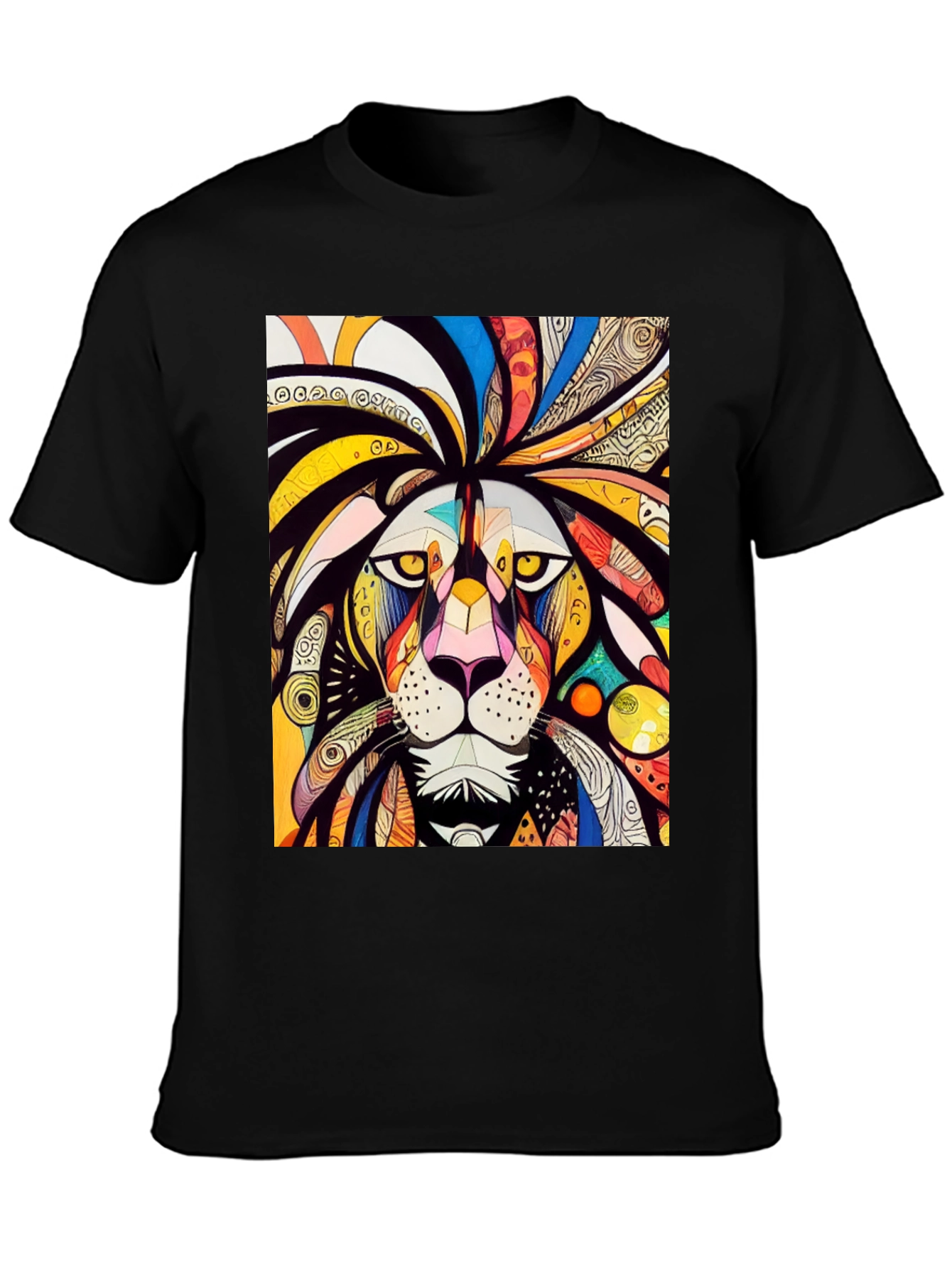 Black Lion Art Graphic Tee - Bold & Colorful view 3
