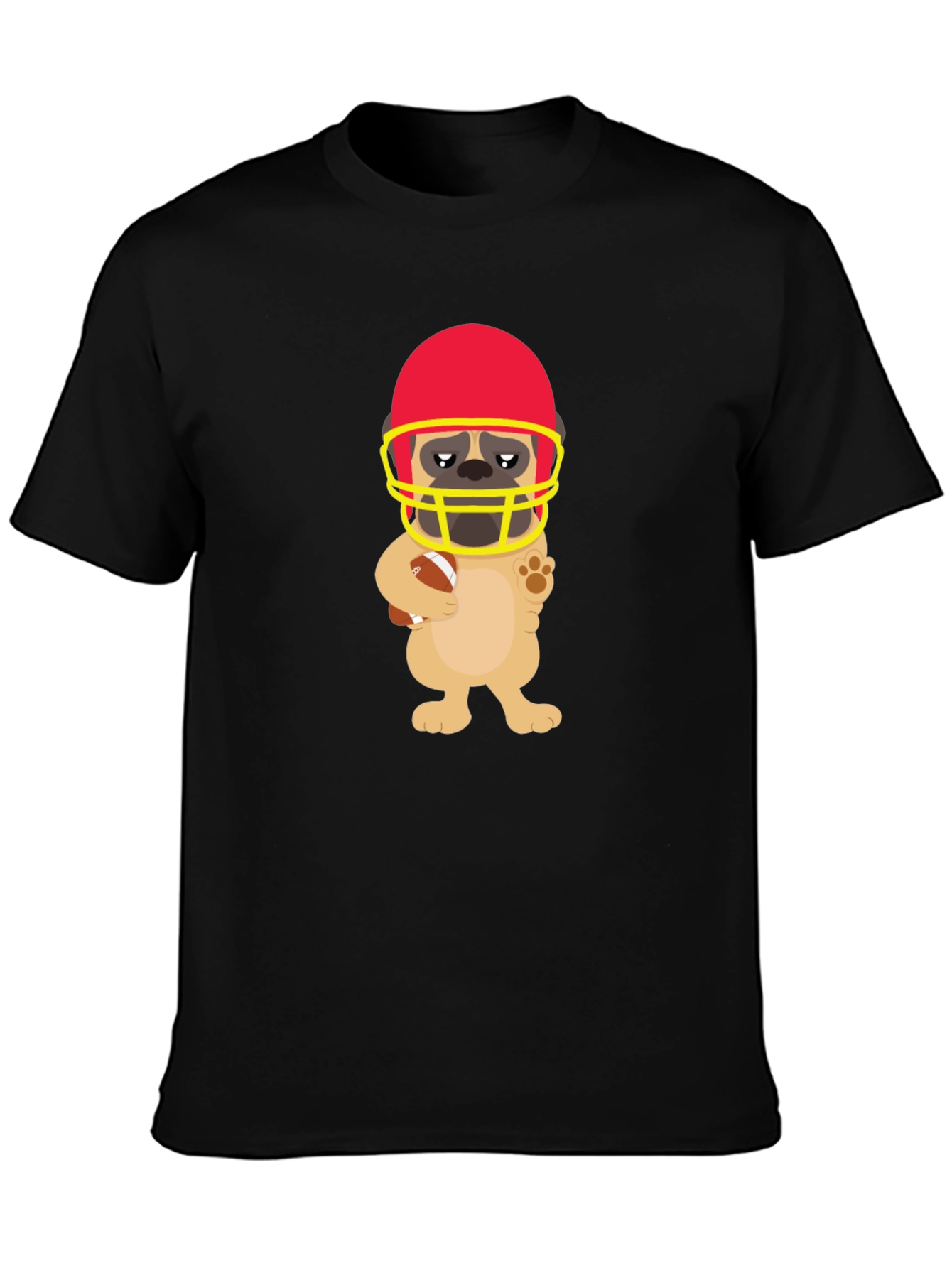 Black Football Pug Graphic Tee - Touchdown Style view 3