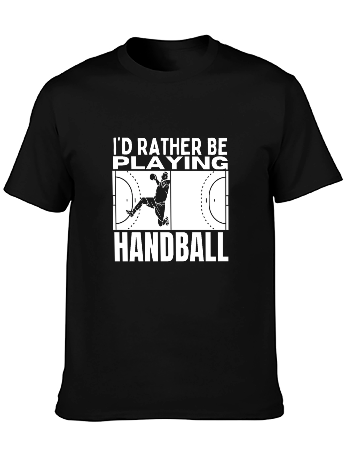 Black Handball Player Graphic T-Shirt - Black view 3