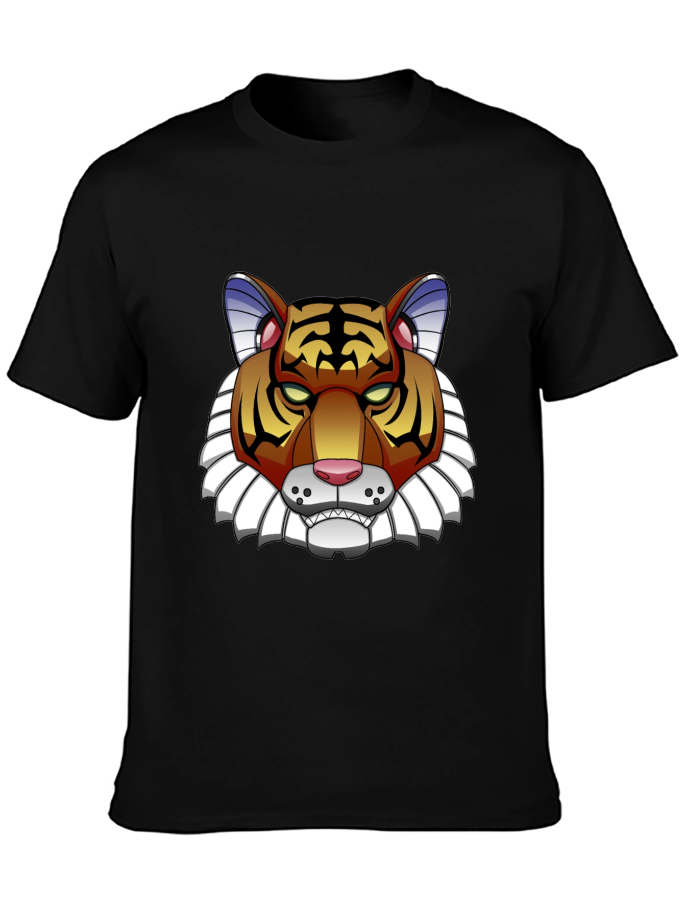 Black Cool Tiger Graphic Black T-Shirt view 3