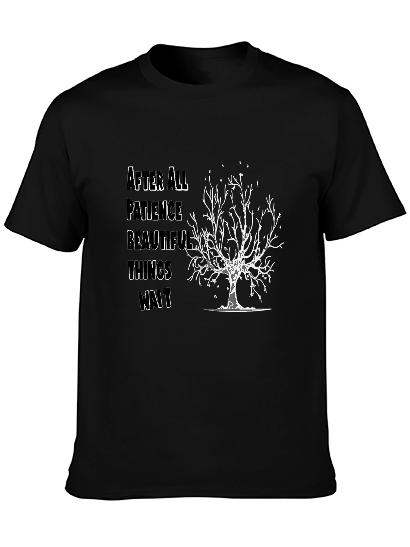 Black Patience Tree Graphic T-Shirt - Black view 3