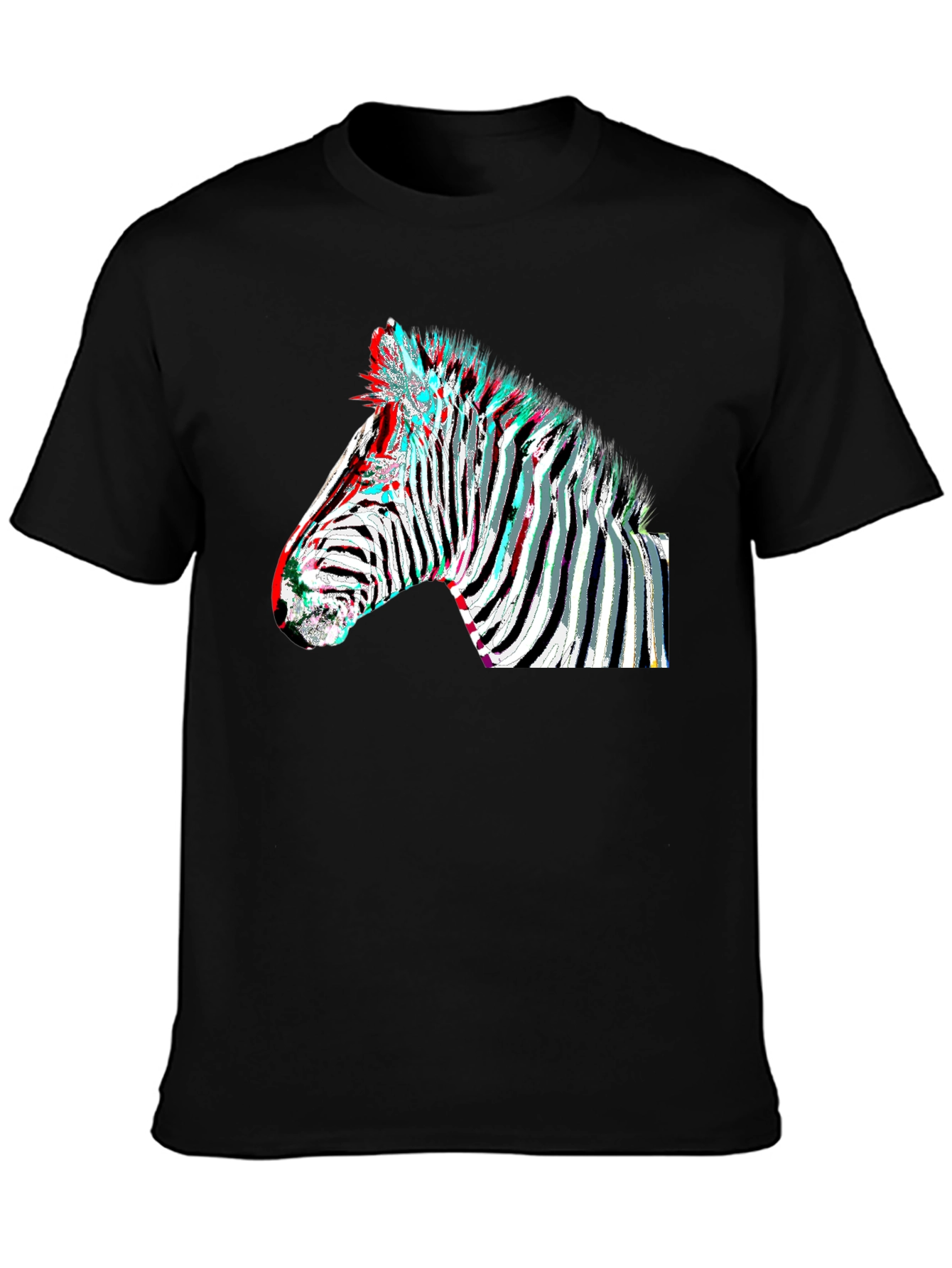 Black Zebra Glitch Graphic Tee - Modern Animal Print view 3