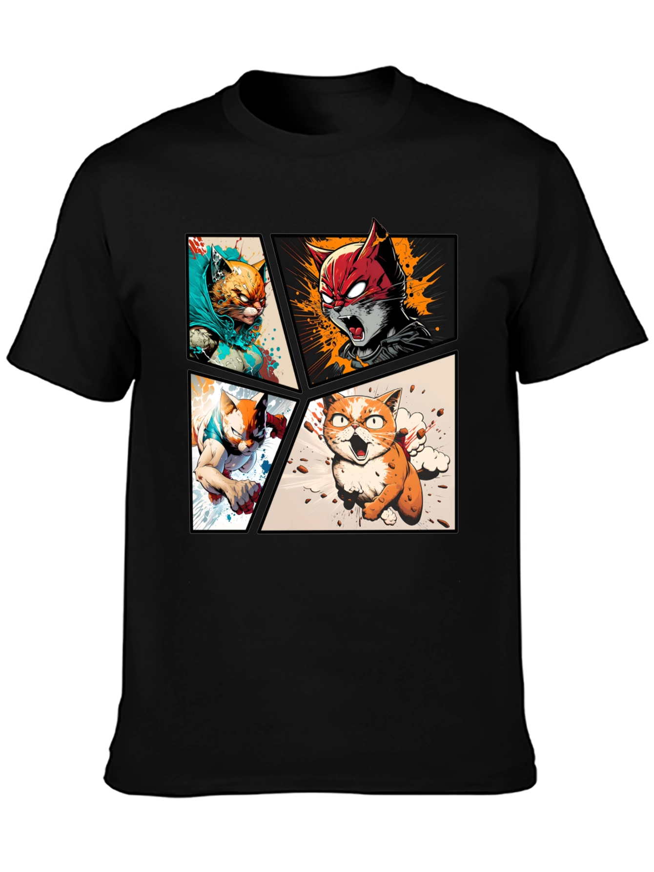 Black Hero Cat Comic T-Shirt - Stylish & Unique view 3