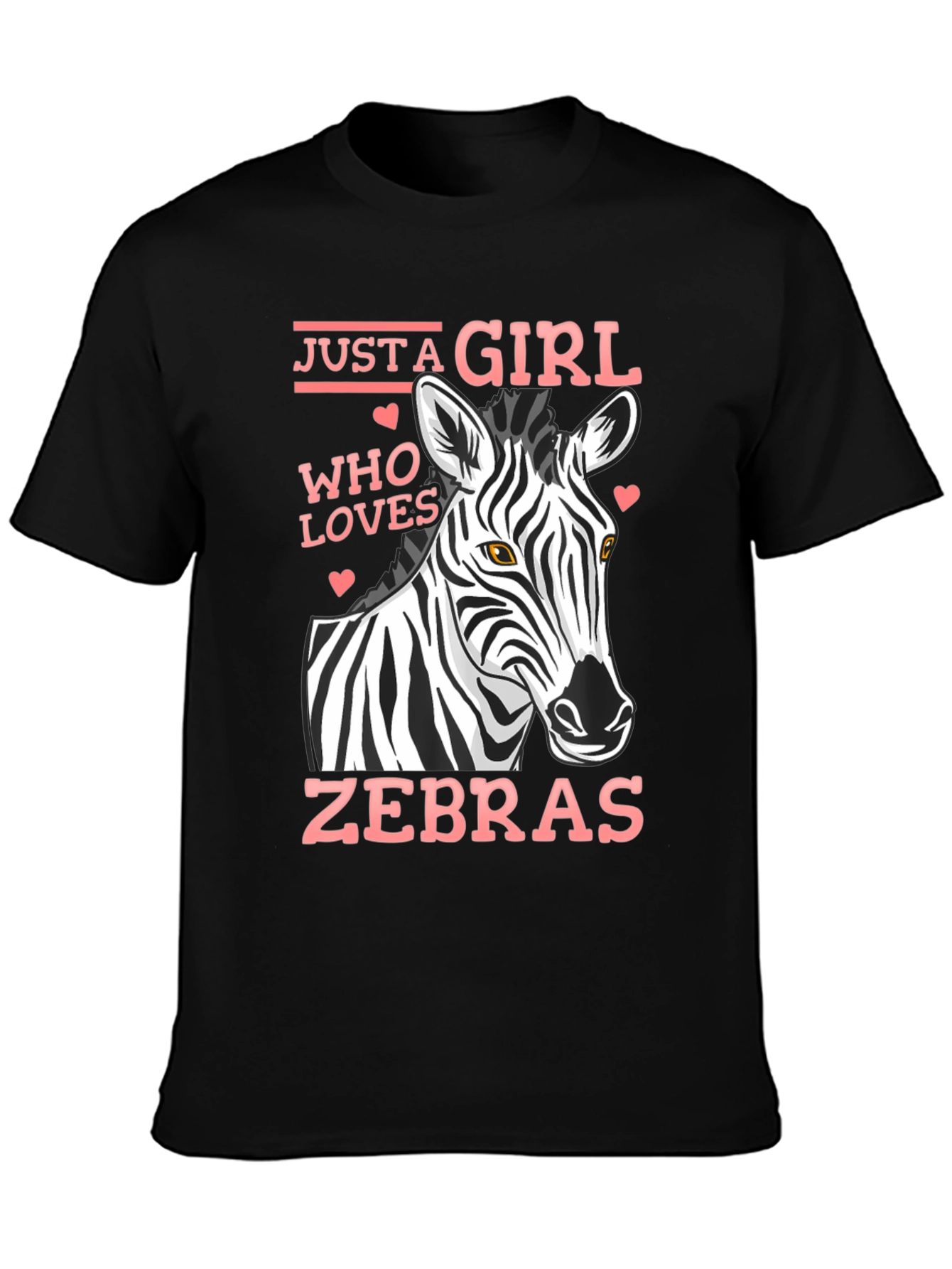 Black Just A Girl Who Loves Zebras T-Shirt view 3