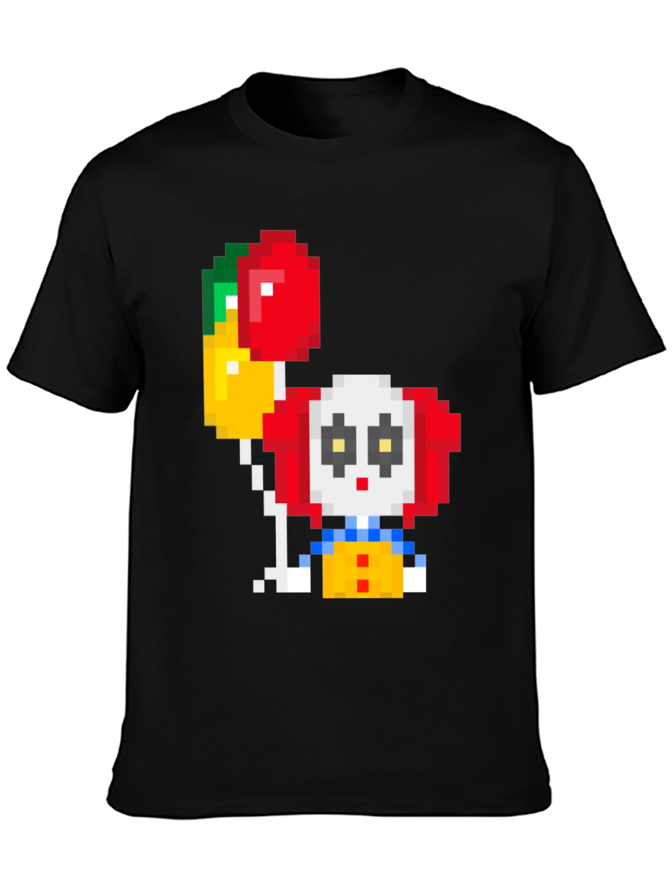 Black Pixel Art Clown T-Shirt: Retro Gaming Style view 3