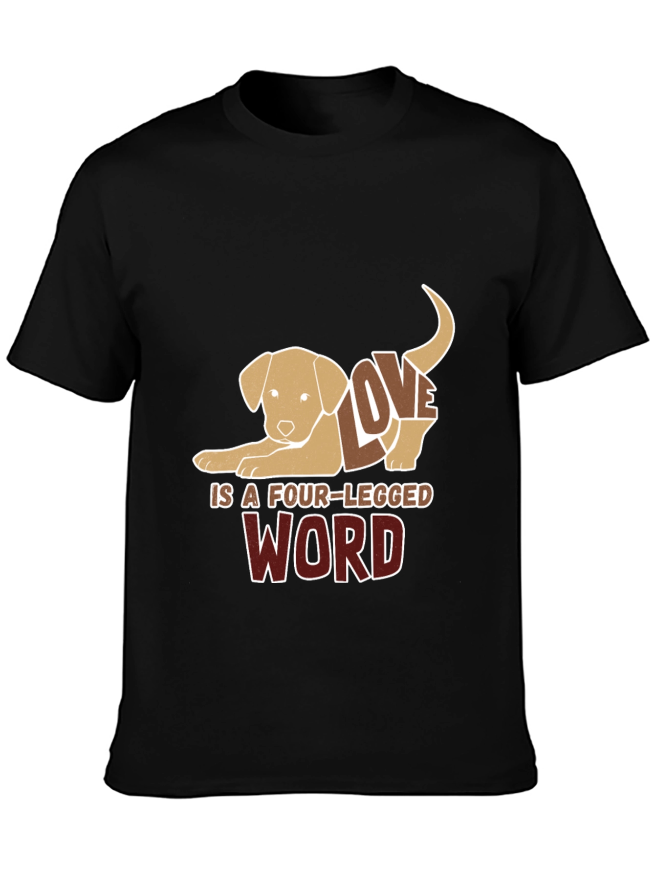 Black Dog Lover Tee: Four-Legged Word Design view 3