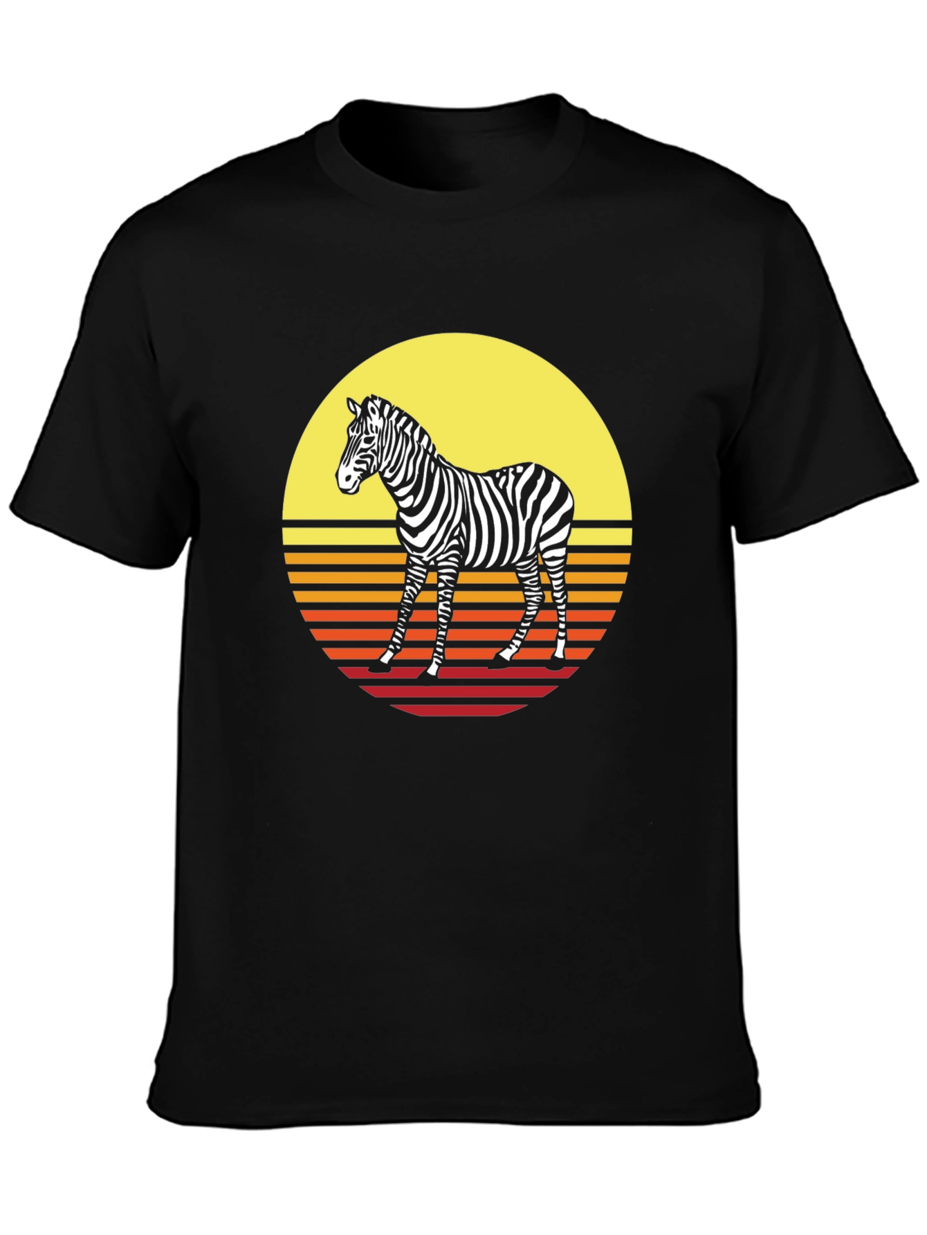 Black Retro Zebra Graphic Tee - Sunset Style view 3