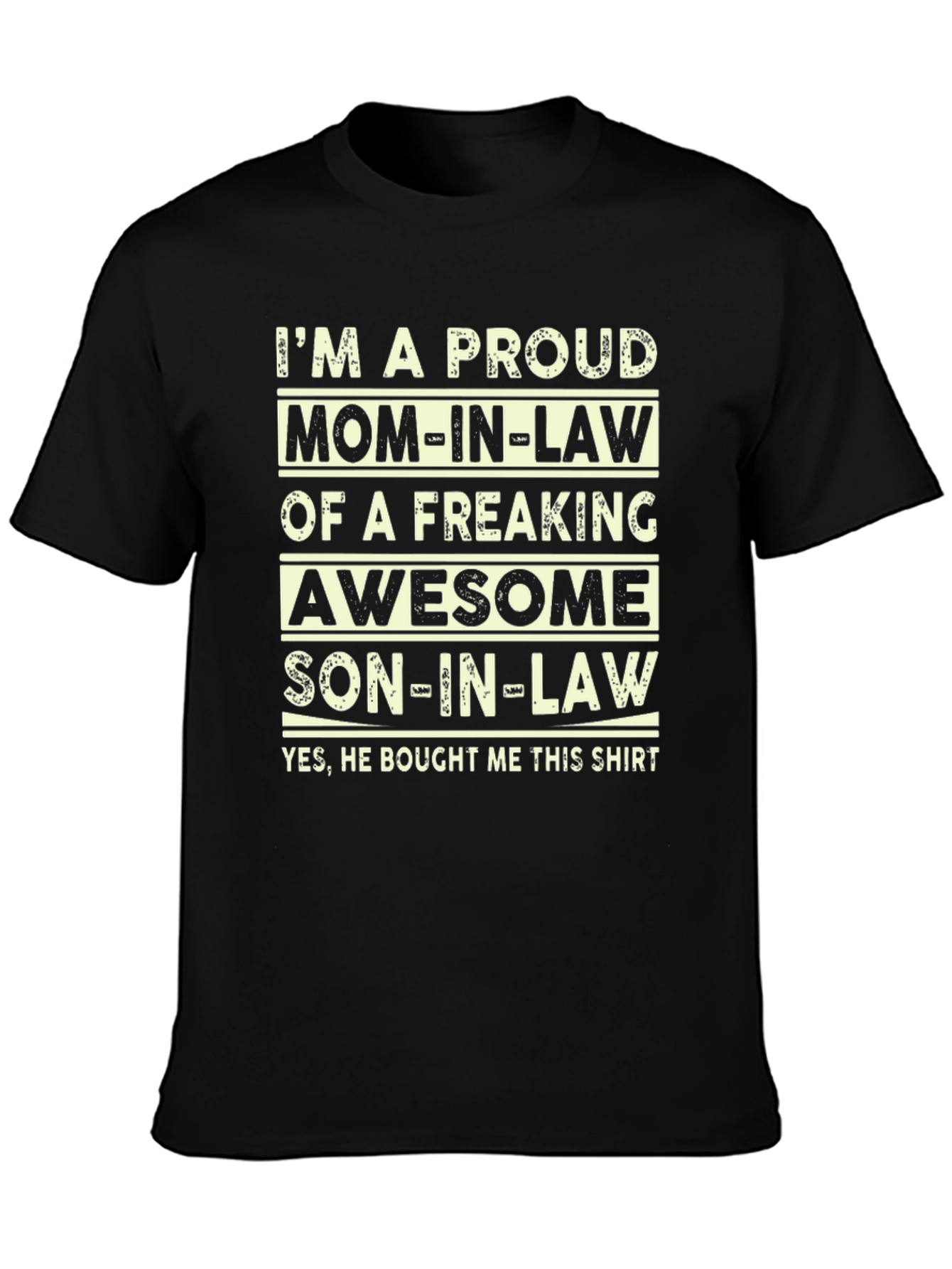 Black Proud Mom-in-Law Graphic T-Shirt view 3