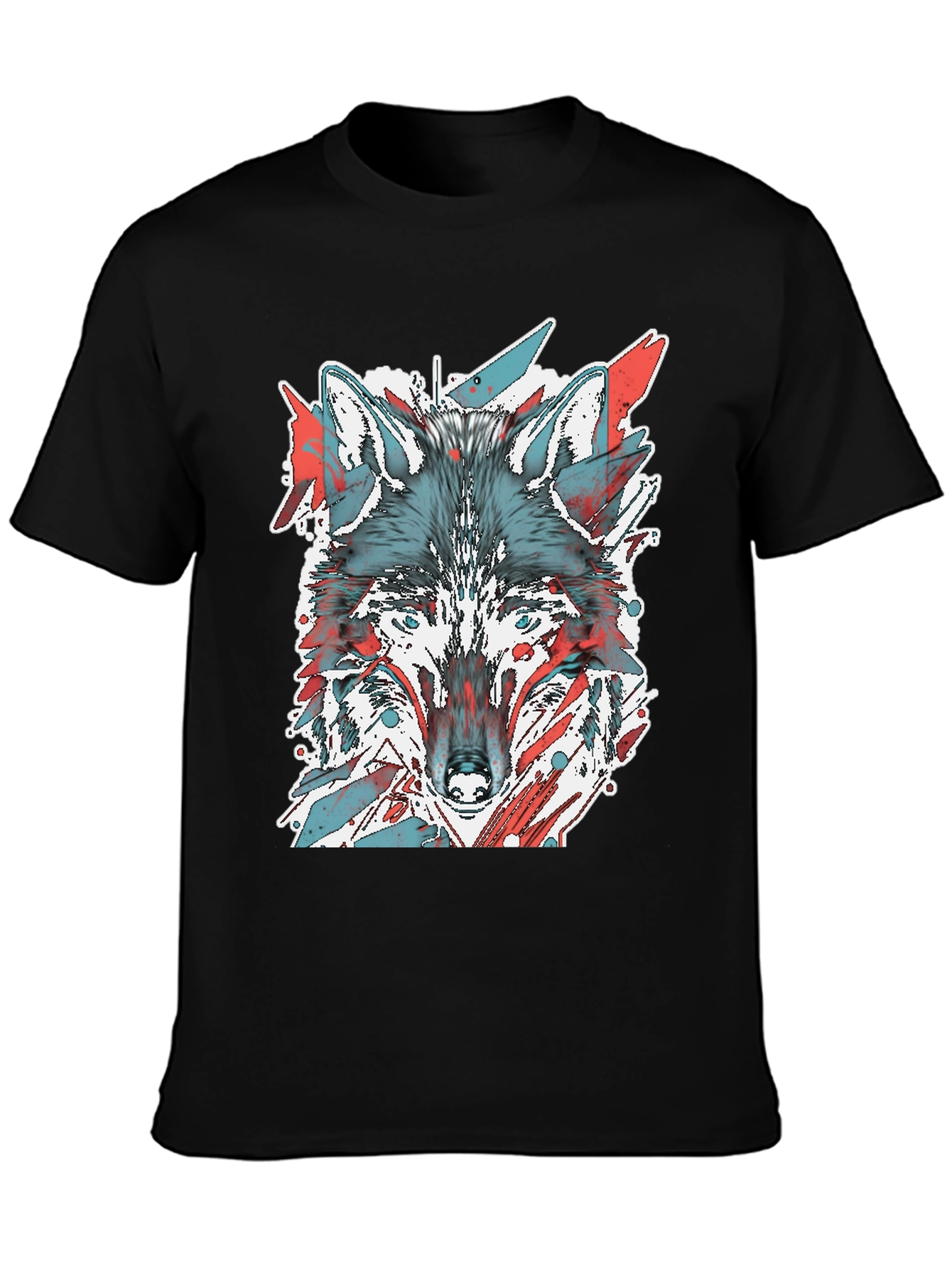 Black Wolf Graphic Tee - Cool Animal Print Shirt view 3