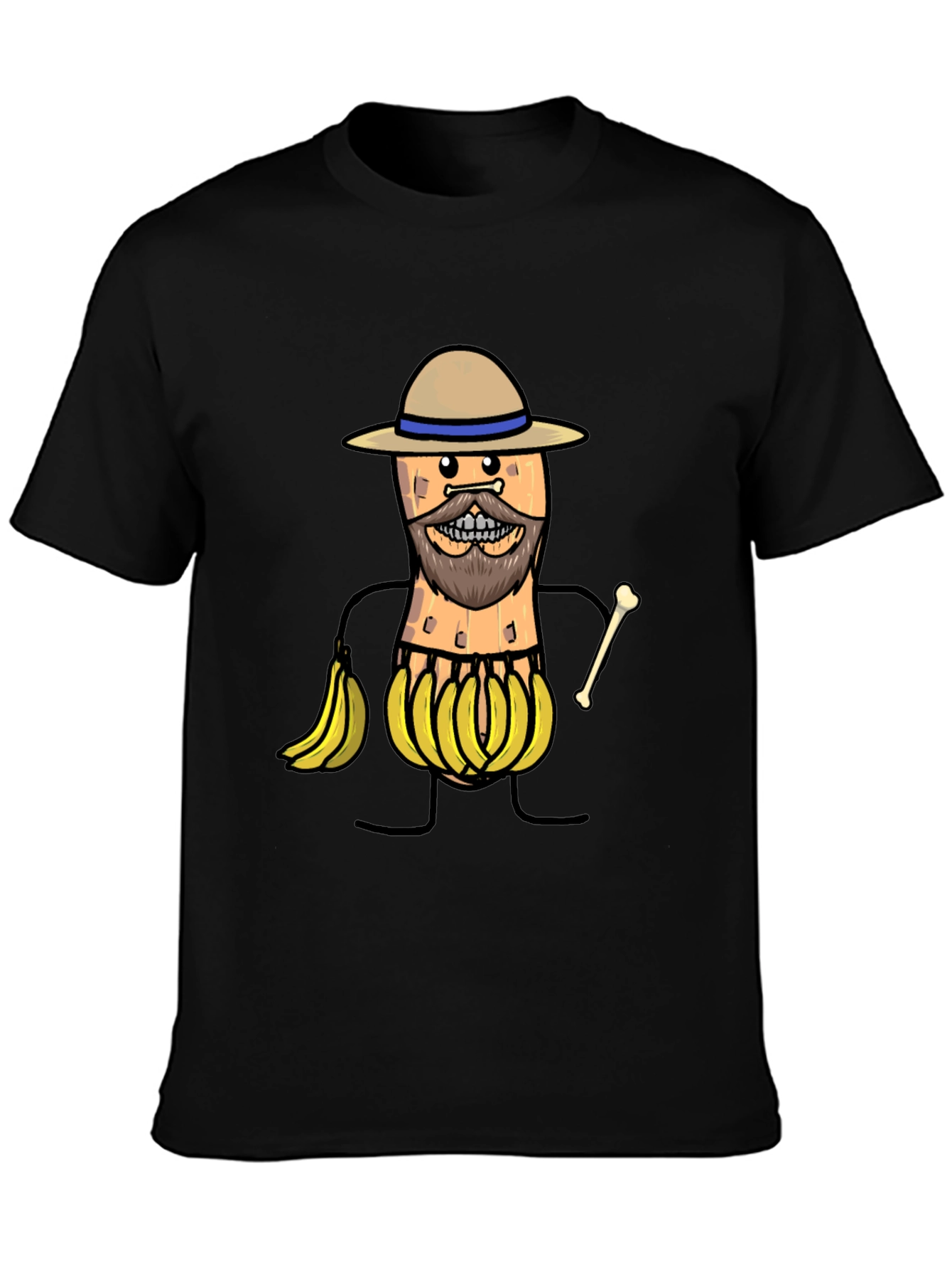 Black Funny Banana Man Graphic T-Shirt view 3