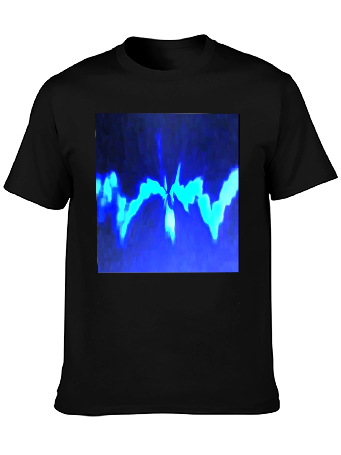 Black Abstract Blue Graphic Print Black T-Shirt view 3