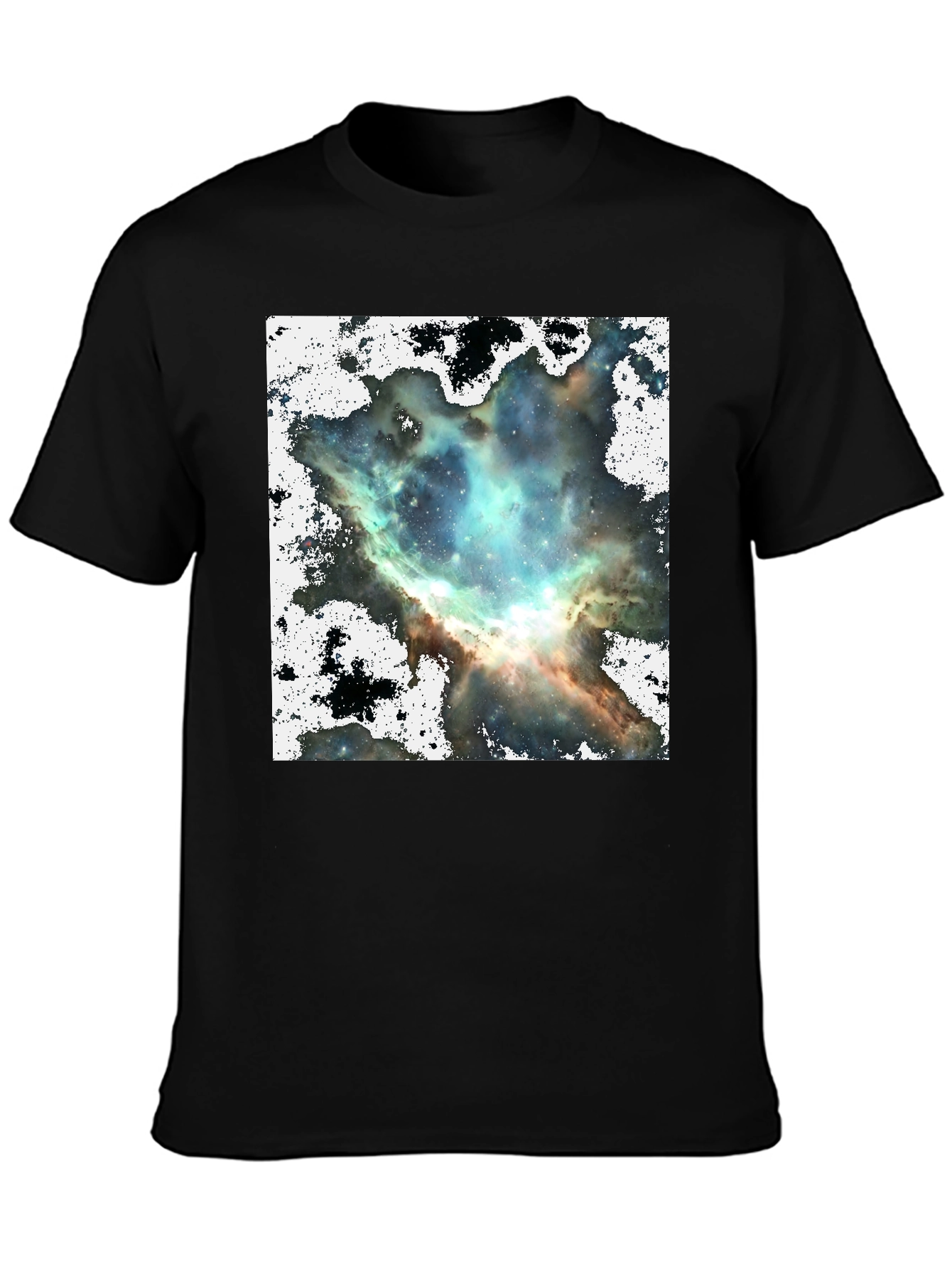 Black Nebula Print Black Crewneck T-Shirt view 3