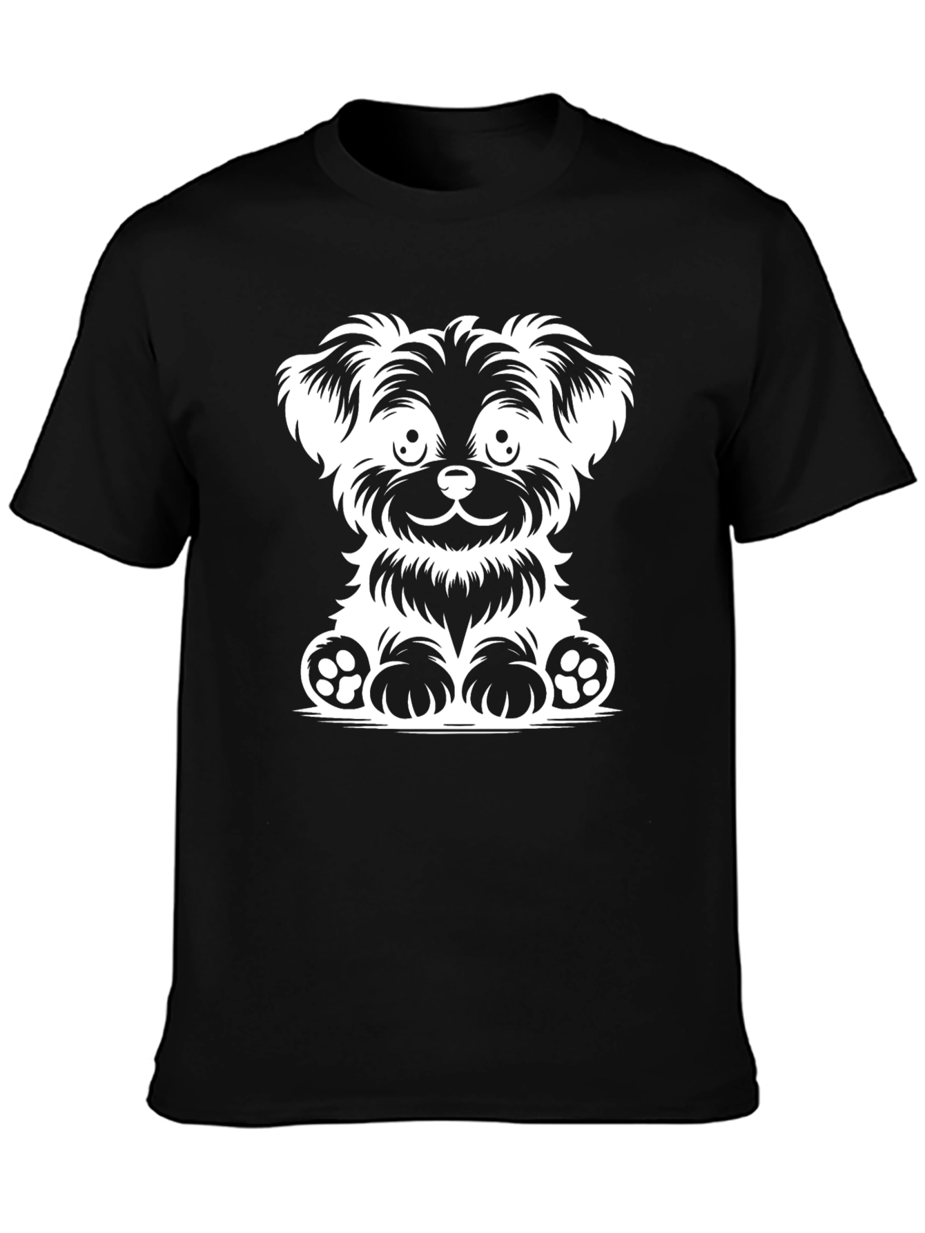 Black Cute Dog Graphic Black T-Shirt view 3