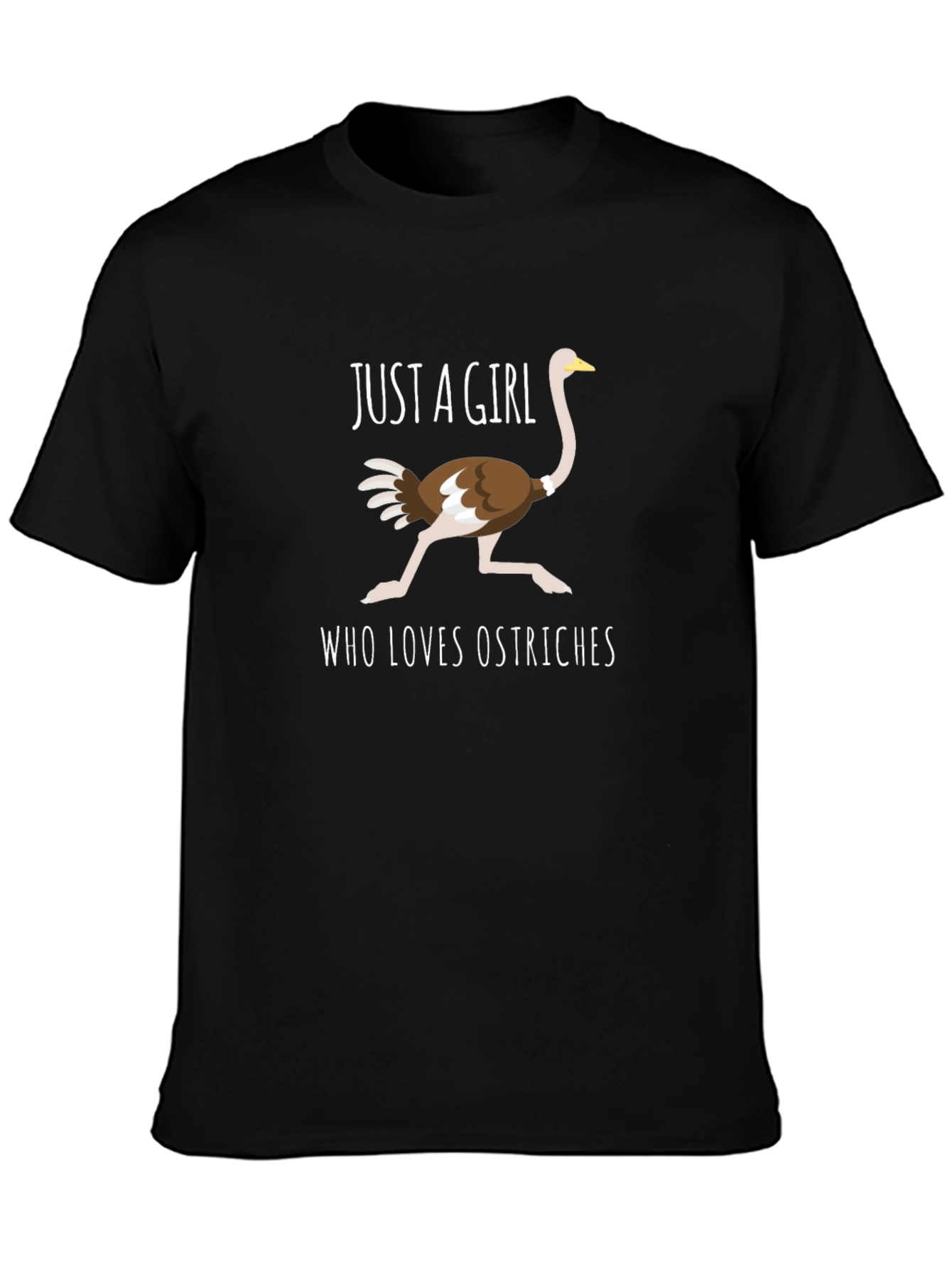 Black Ostrich Lover T-Shirt - Just a Girl Who Loves Ostriches view 3