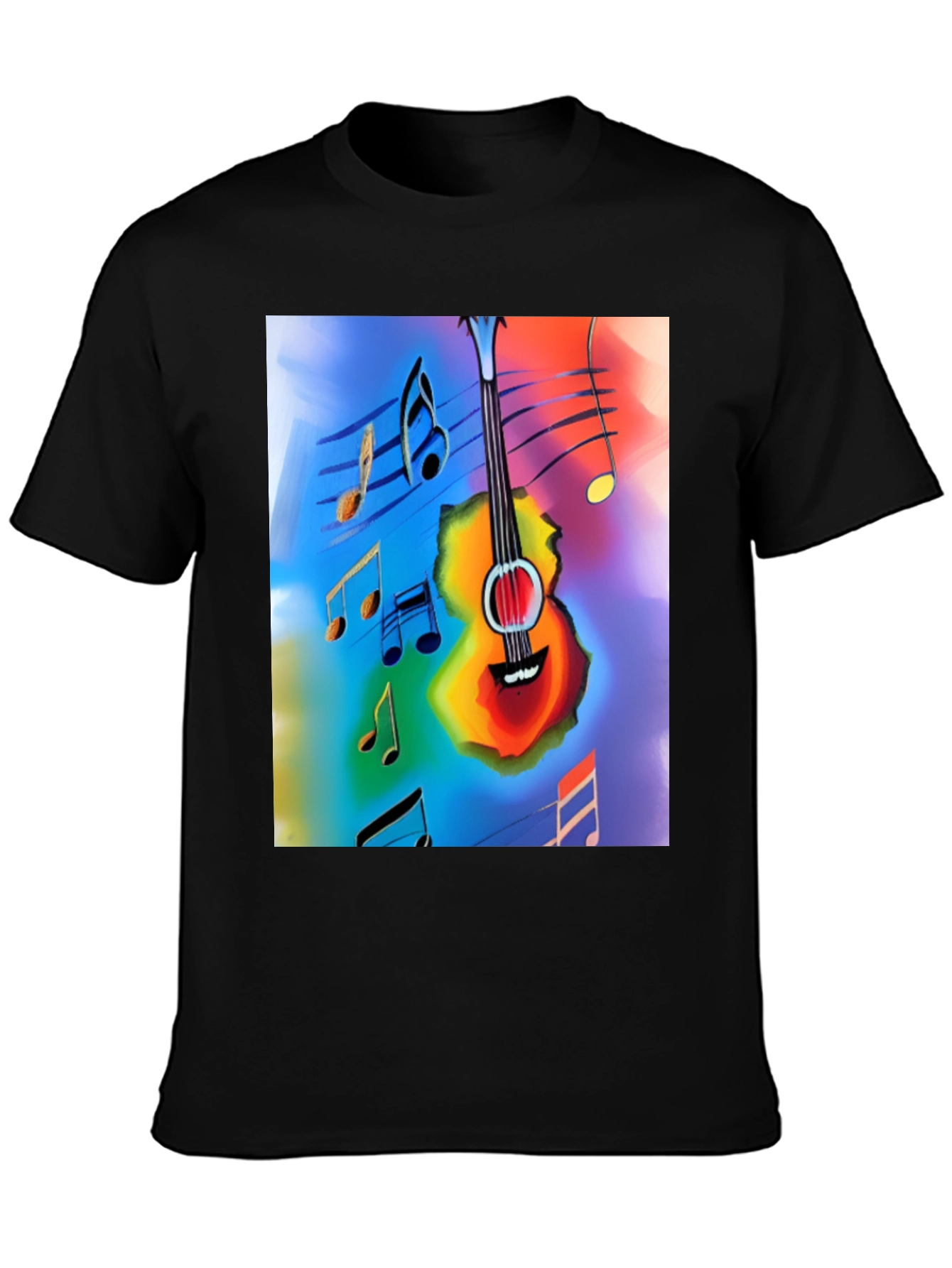 Black Musical Guitar Notes Graphic T-Shirt view 3