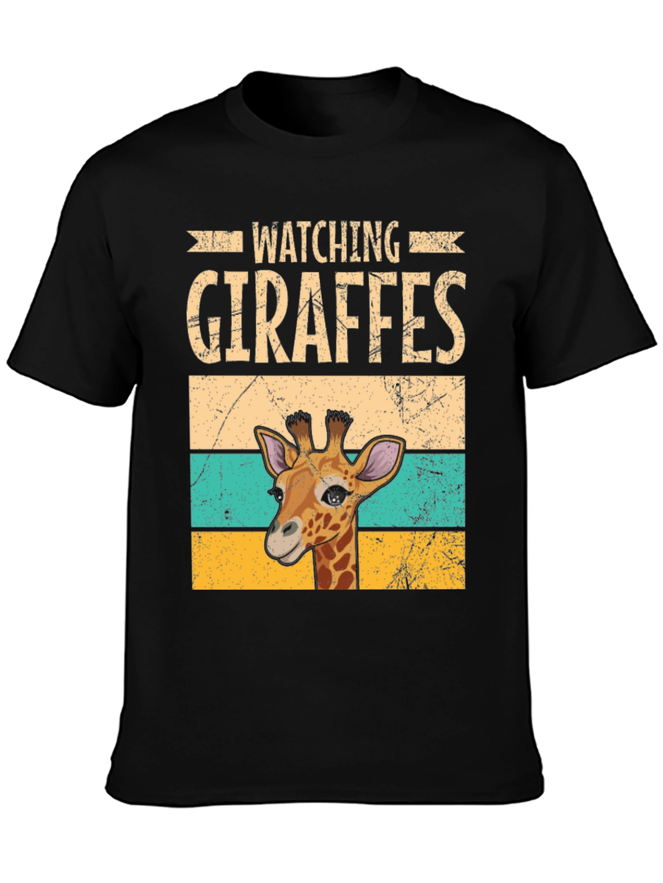 Black Watching Giraffes Graphic Tee - Unisex Soft Cotton T-Shirt view 3