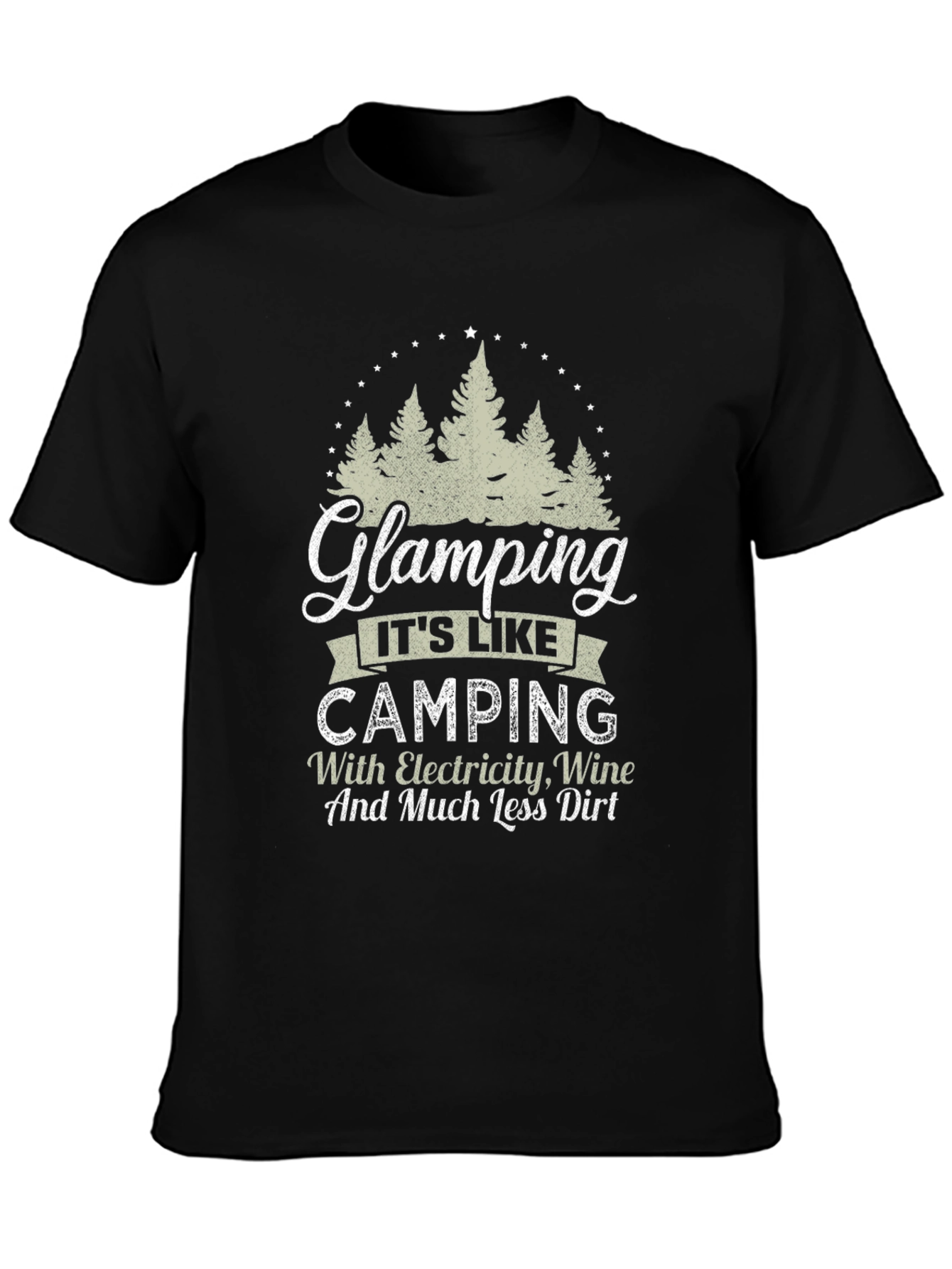 Black Glamping Camping Electricity Wine T-Shirt view 3