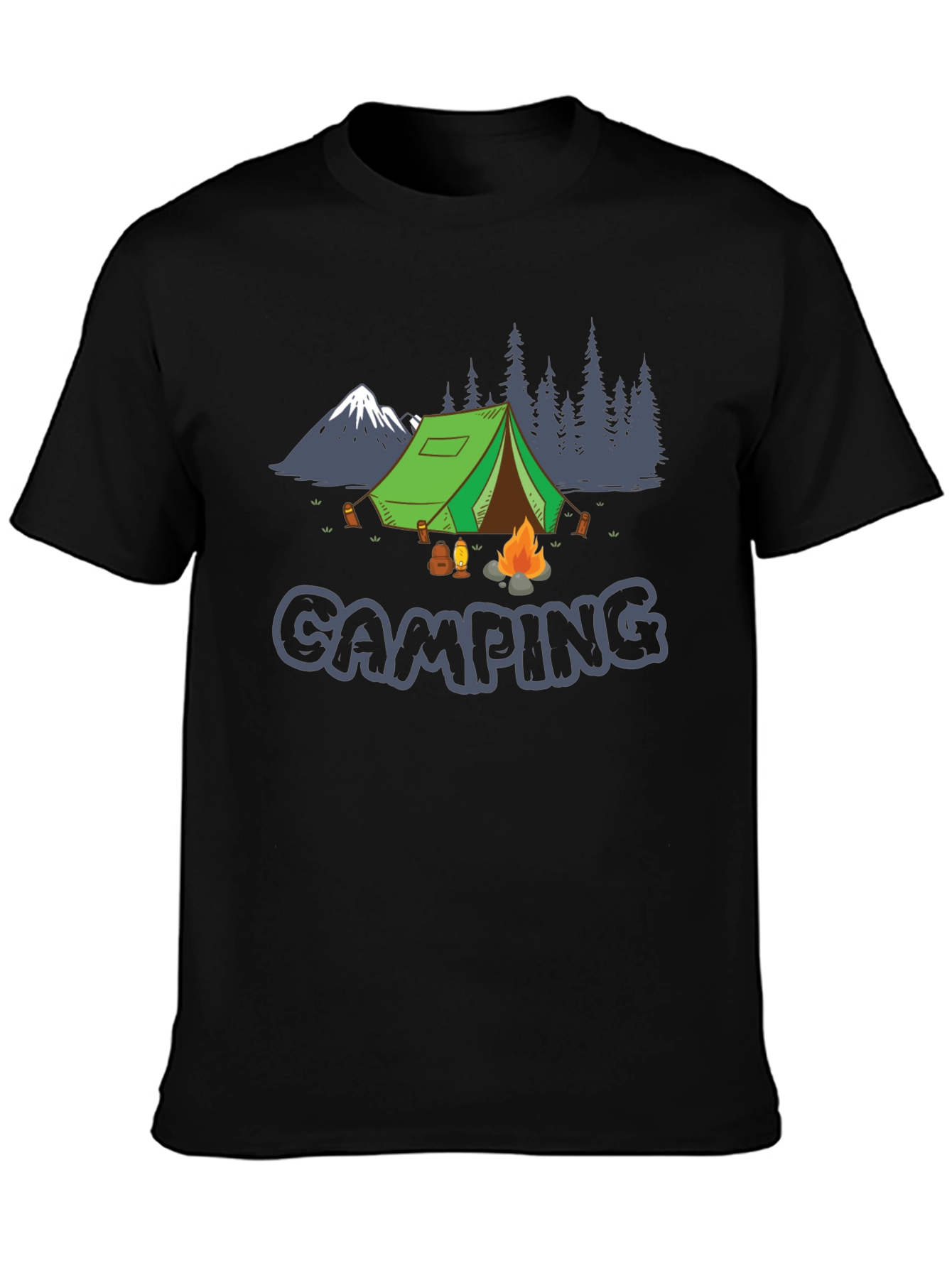 Black Camping Graphic Tee - Adventure Awaits view 3