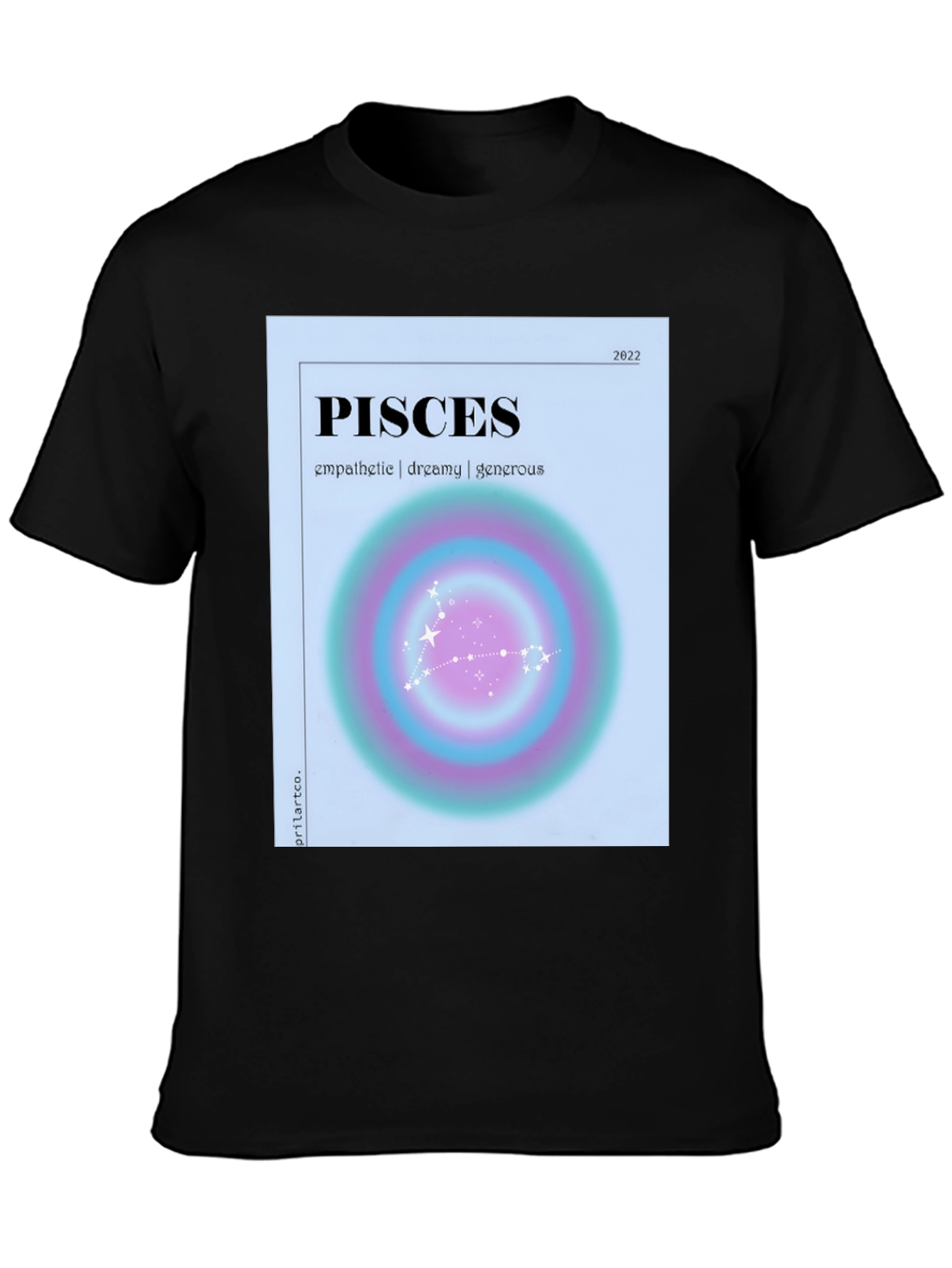 Black Pisces Zodiac Graphic T-Shirt - Empathetic Dreamy Generous view 3