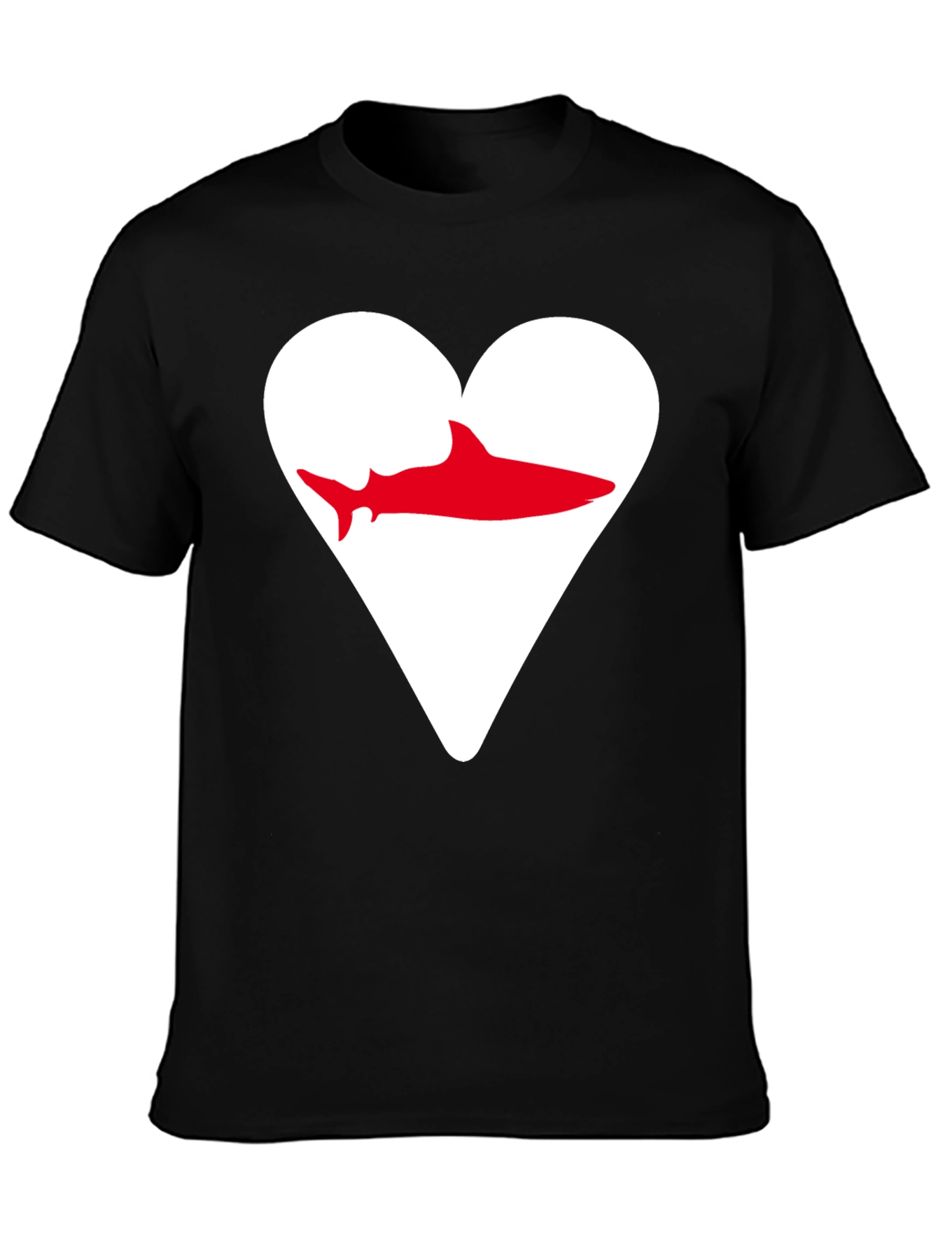 Black Shark Heart Graphic Tee - Black Cotton T-Shirt view 3