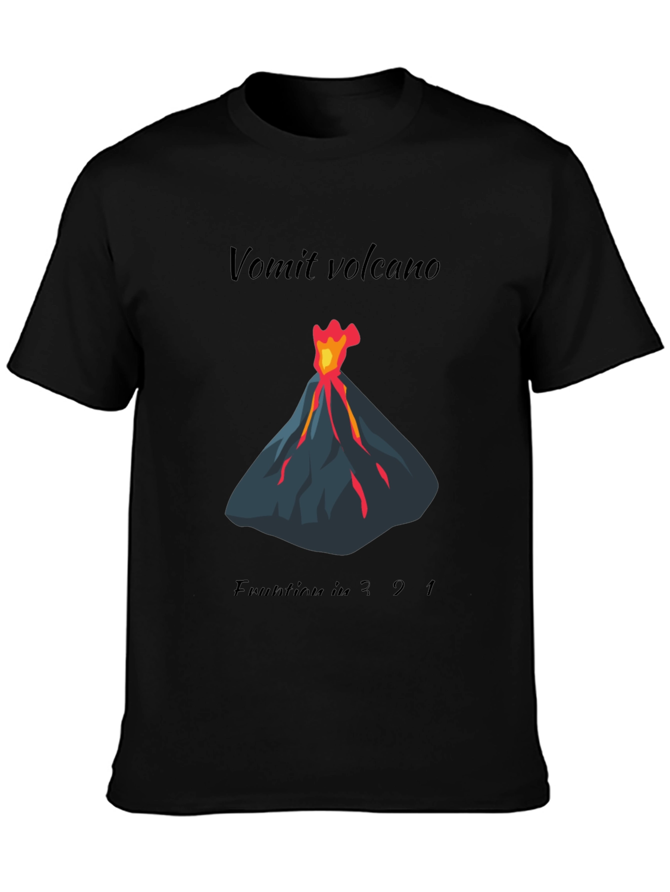 Black Vomit Volcano Eruption Graphic Tee view 3