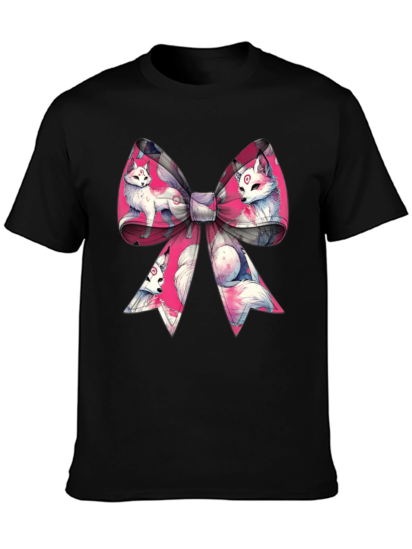 Black Fox Bow T-Shirt - Anime Style view 3