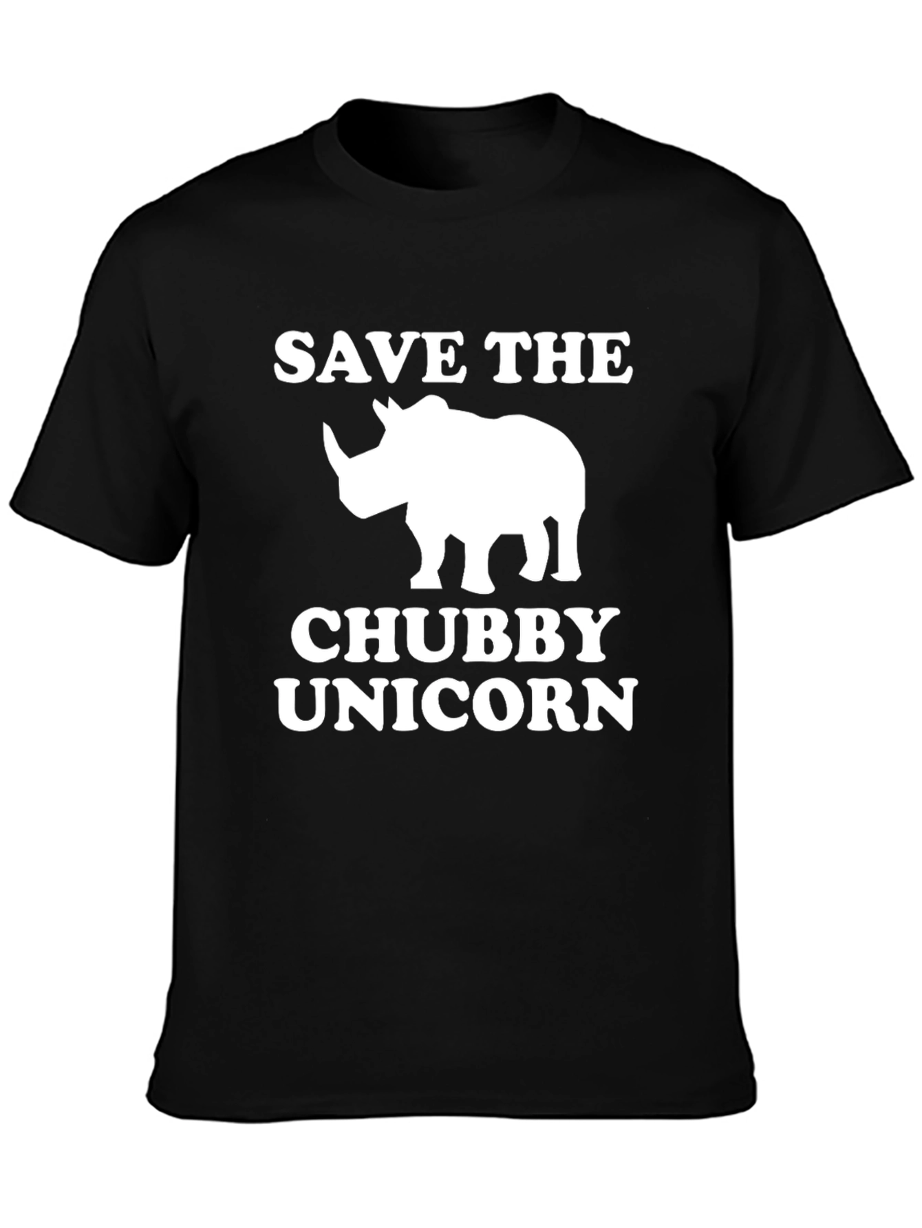Black Save the Chubby Unicorn T-Shirt - Funny Rhino Tee view 3