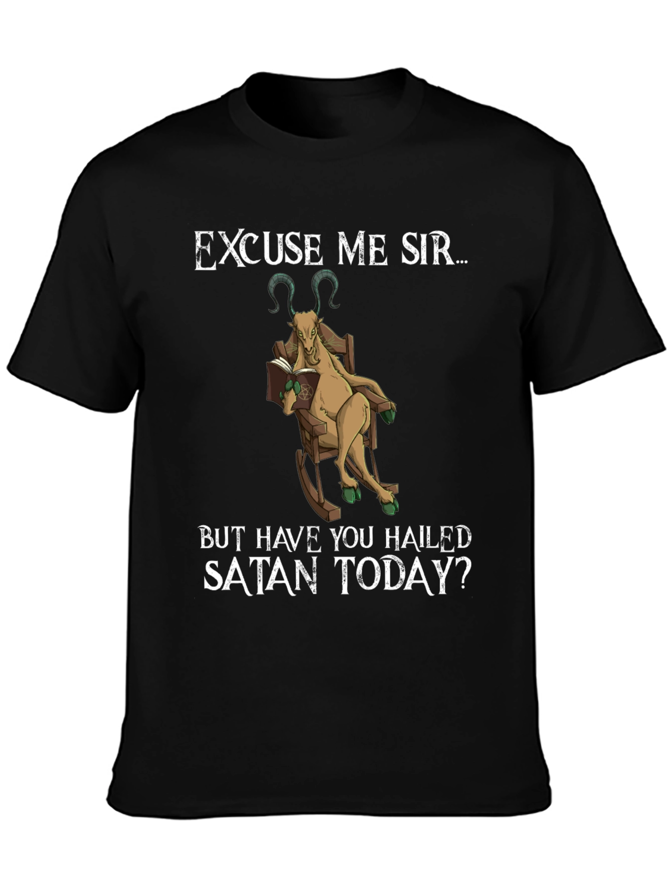 Black Excuse Me Sir Satan Goat Tee view 3