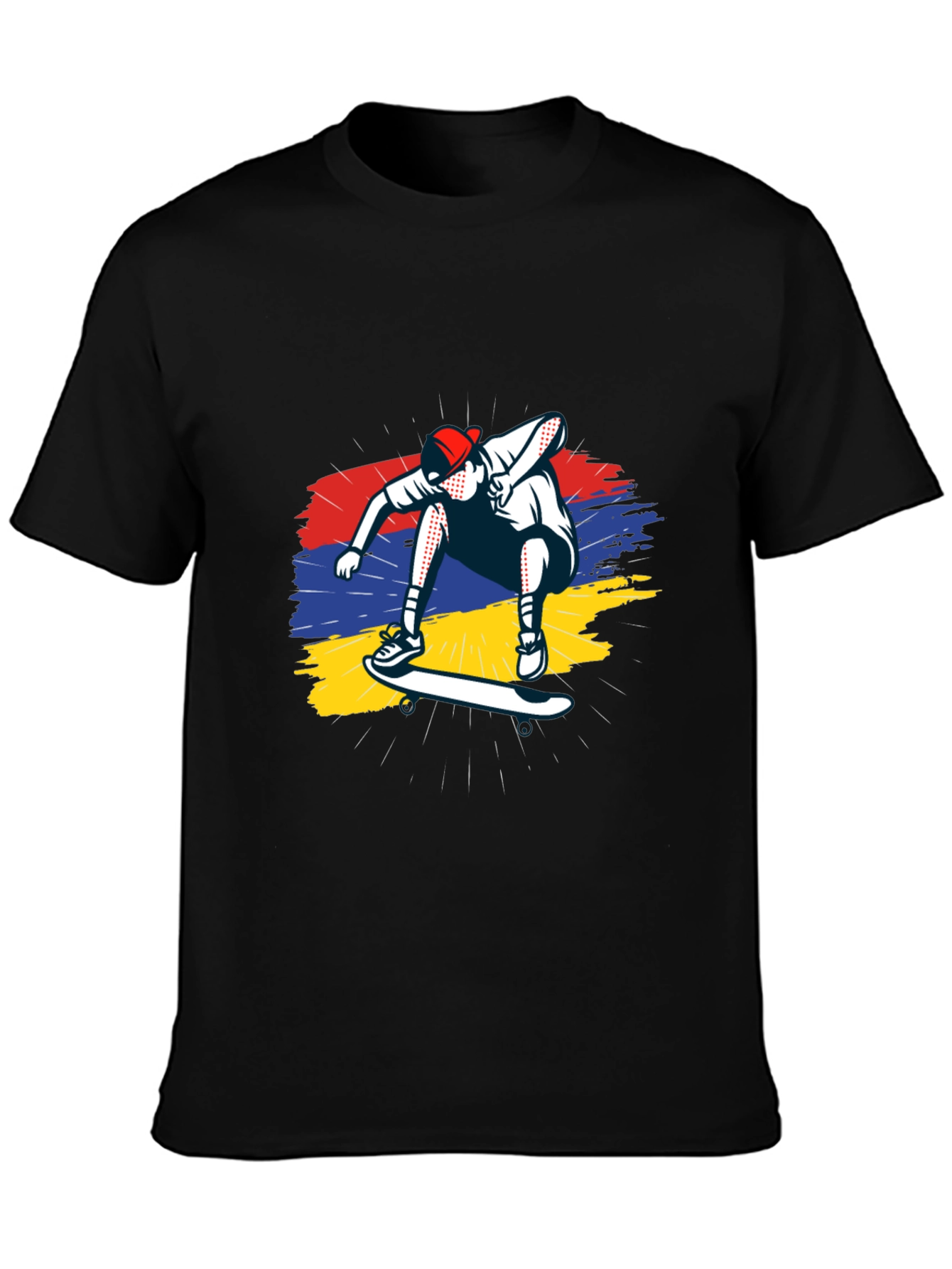 Black Skateboarding Graphic Black T-Shirt view 3