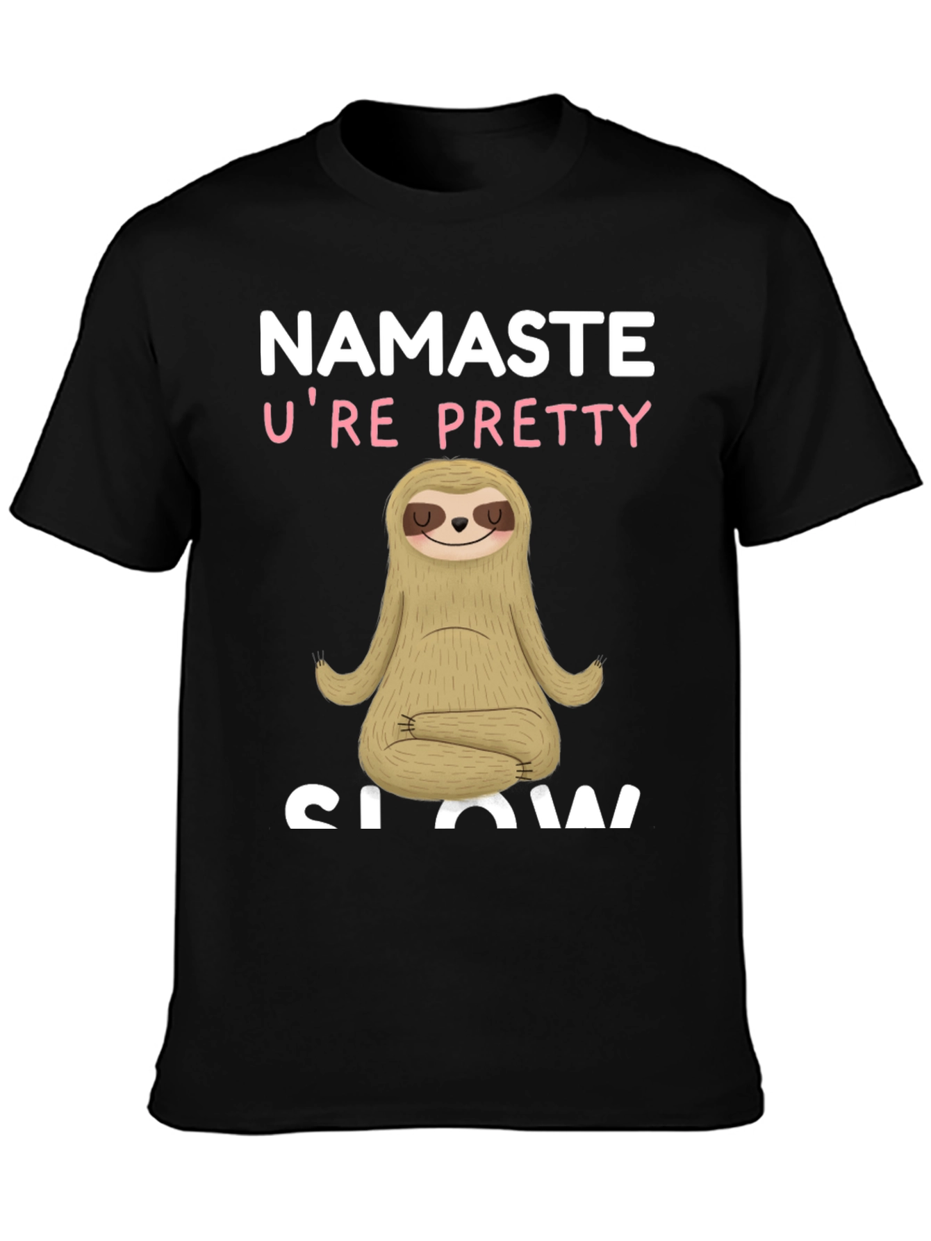 Black Namaste Sloth T-Shirt - Funny Yoga Lazy Animal Tee view 3