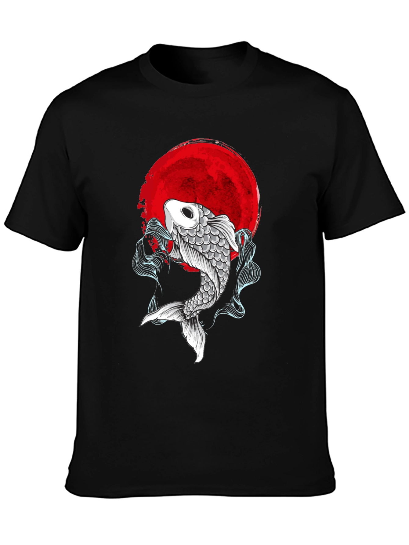 Black Koi Fish Red Moon Graphic Tee - Stylish & Unique view 3