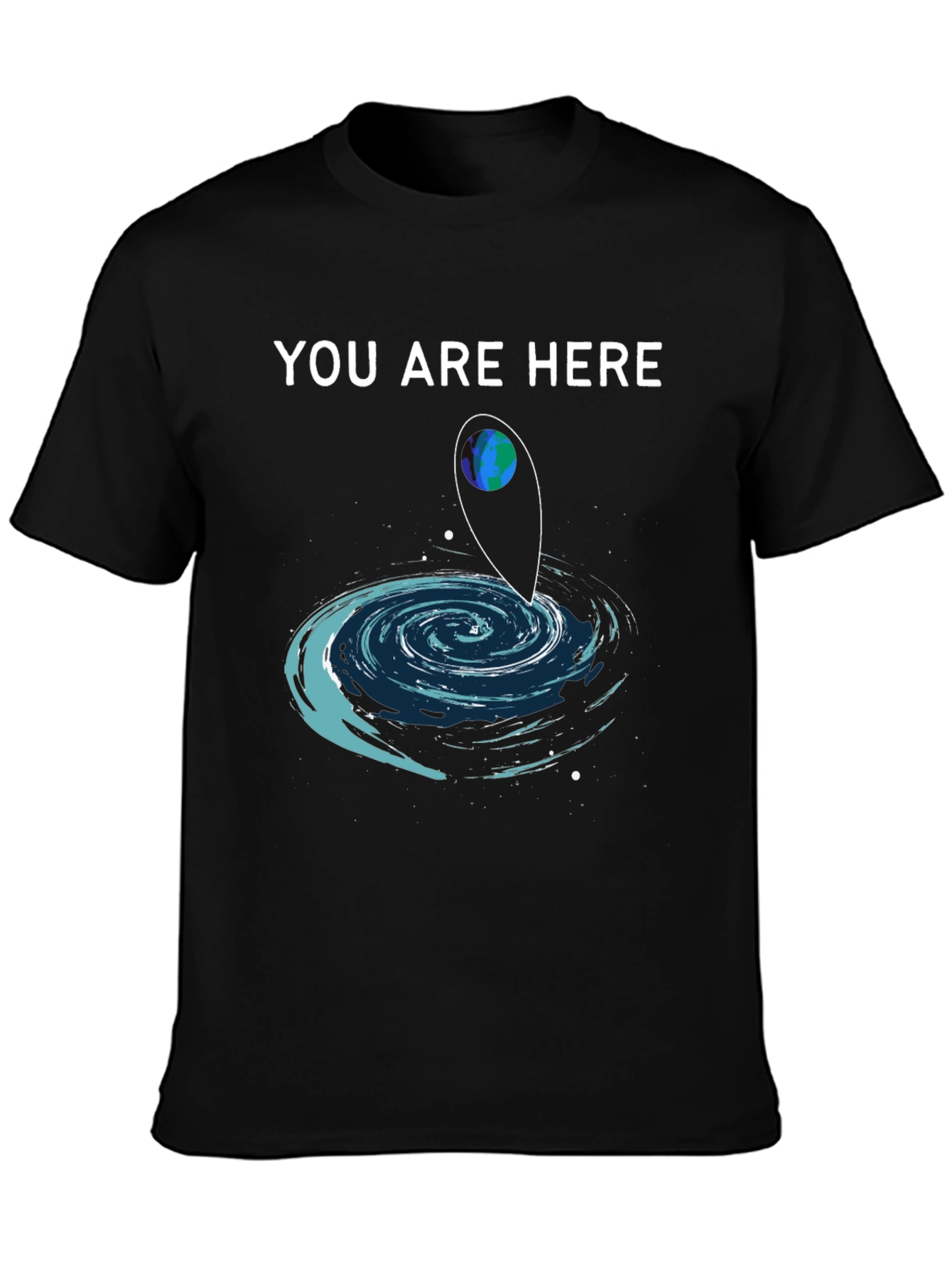 Black You Are Here T-Shirt Galaxy Design view 3