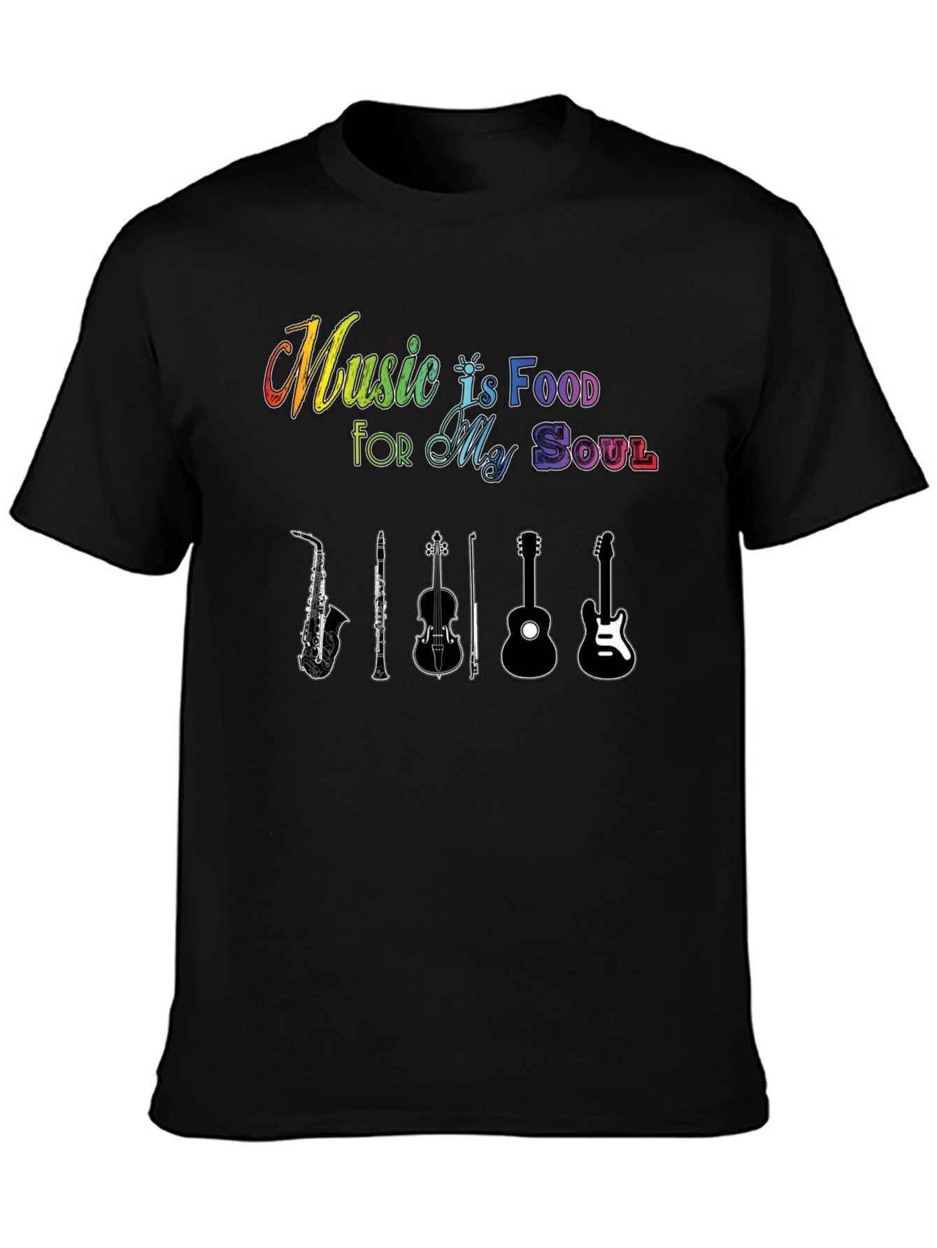 Black Music Is Food For My Soul Black T-Shirt view 3