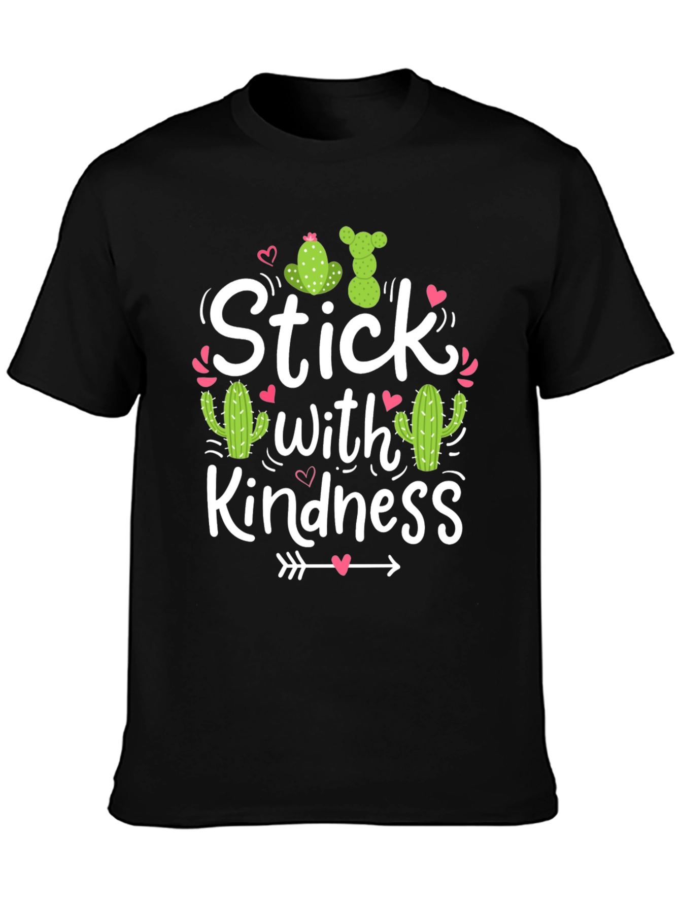 Black Stick With Kindness T-Shirt Cactus Love view 3