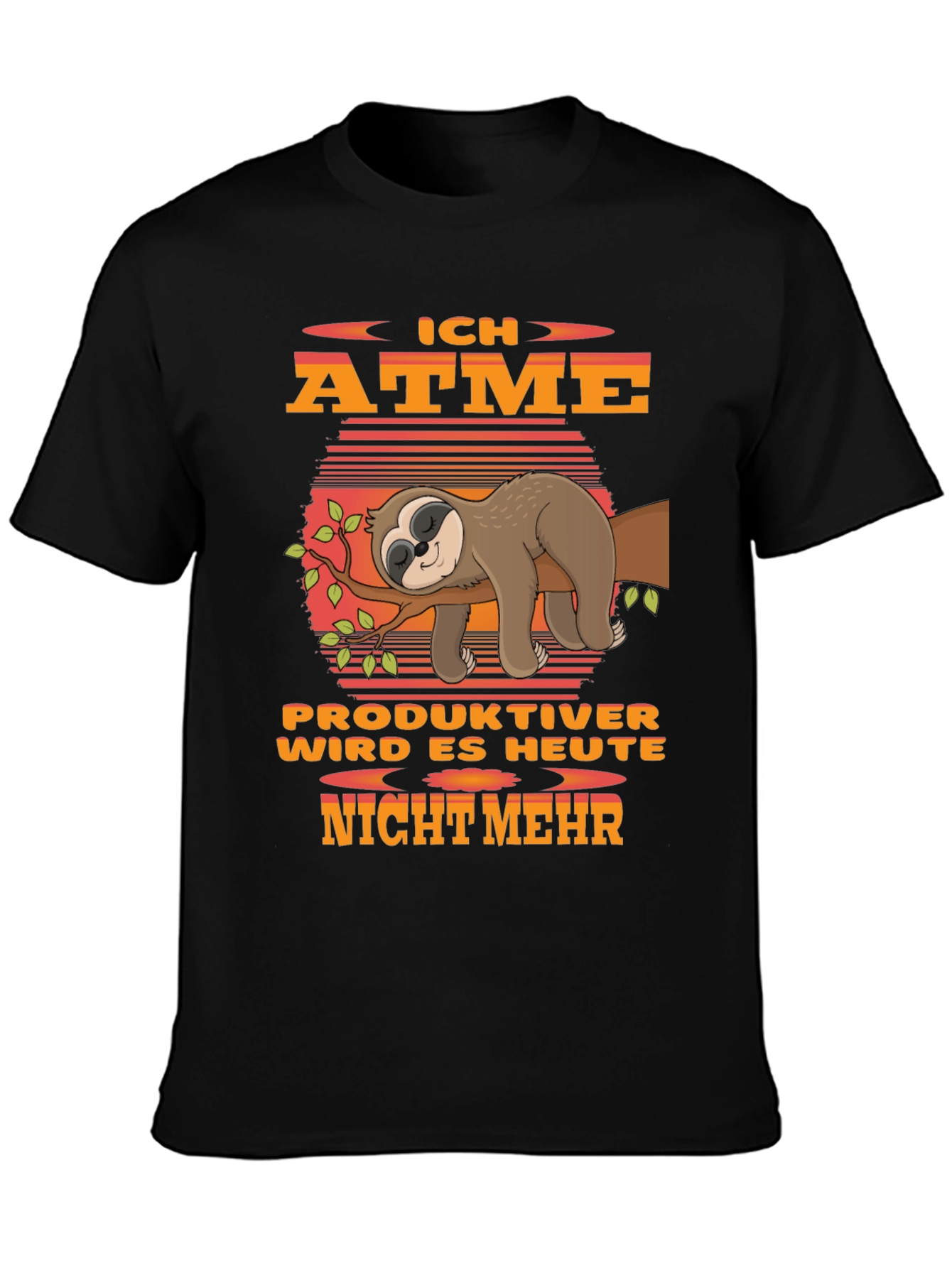 Black Ich Atme Sloth Graphic T-Shirt view 3
