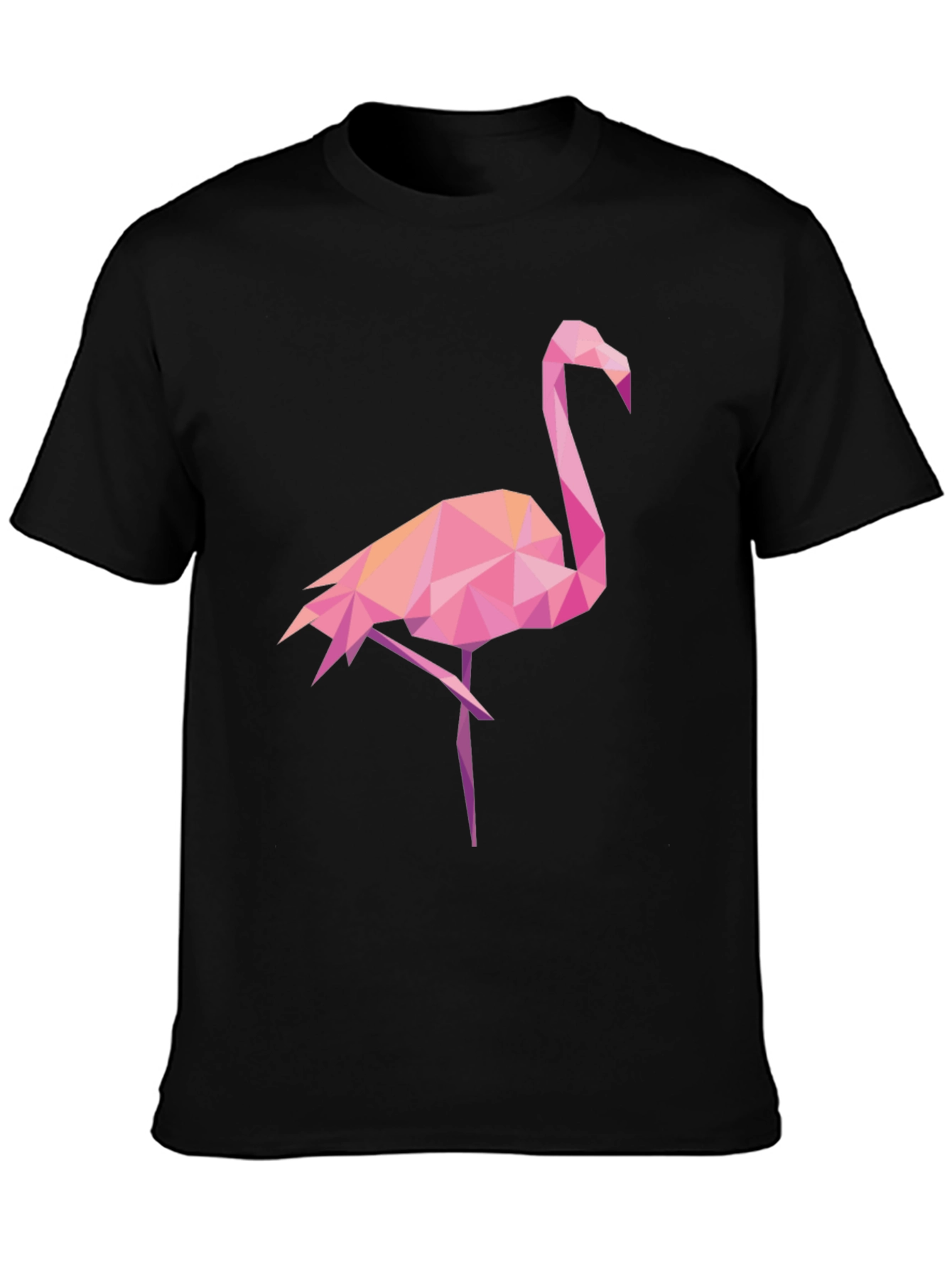Black Geometric Flamingo Graphic Tee - Black Casual Shirt view 3