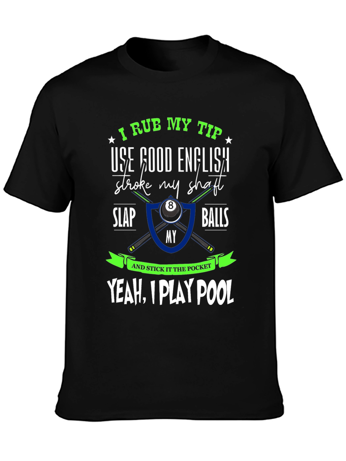 Black Funny Pool Player T-Shirt view 3