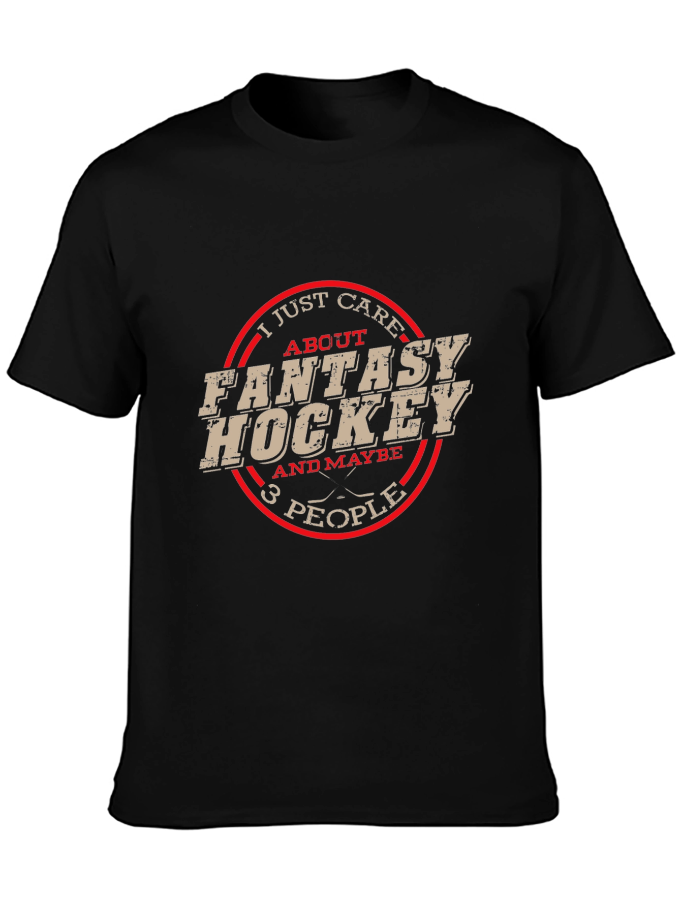 Black Fantasy Hockey T-Shirt - Funny Sports Tee view 3