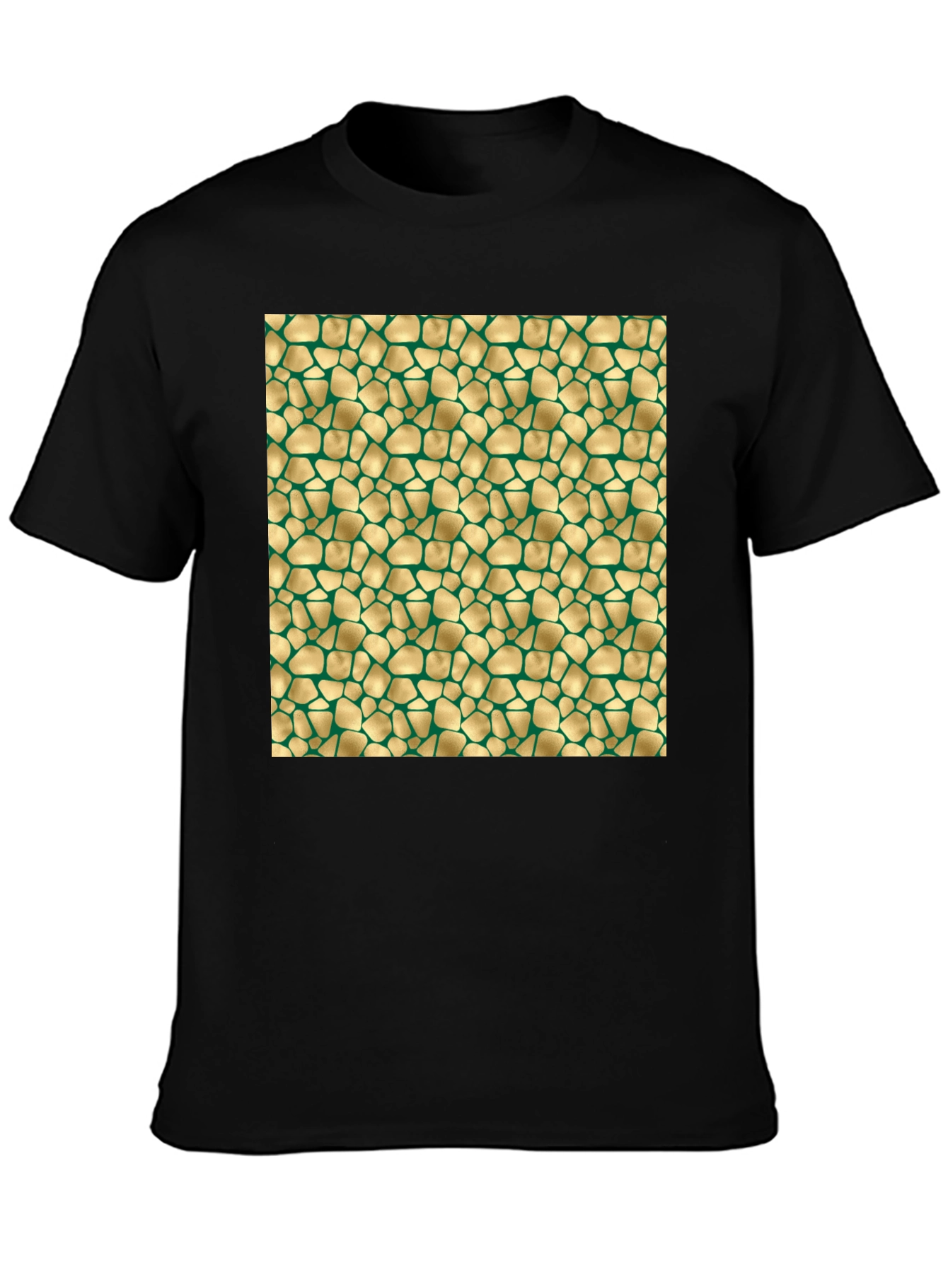 Black Textured Gold & Green Pattern Tee view 3