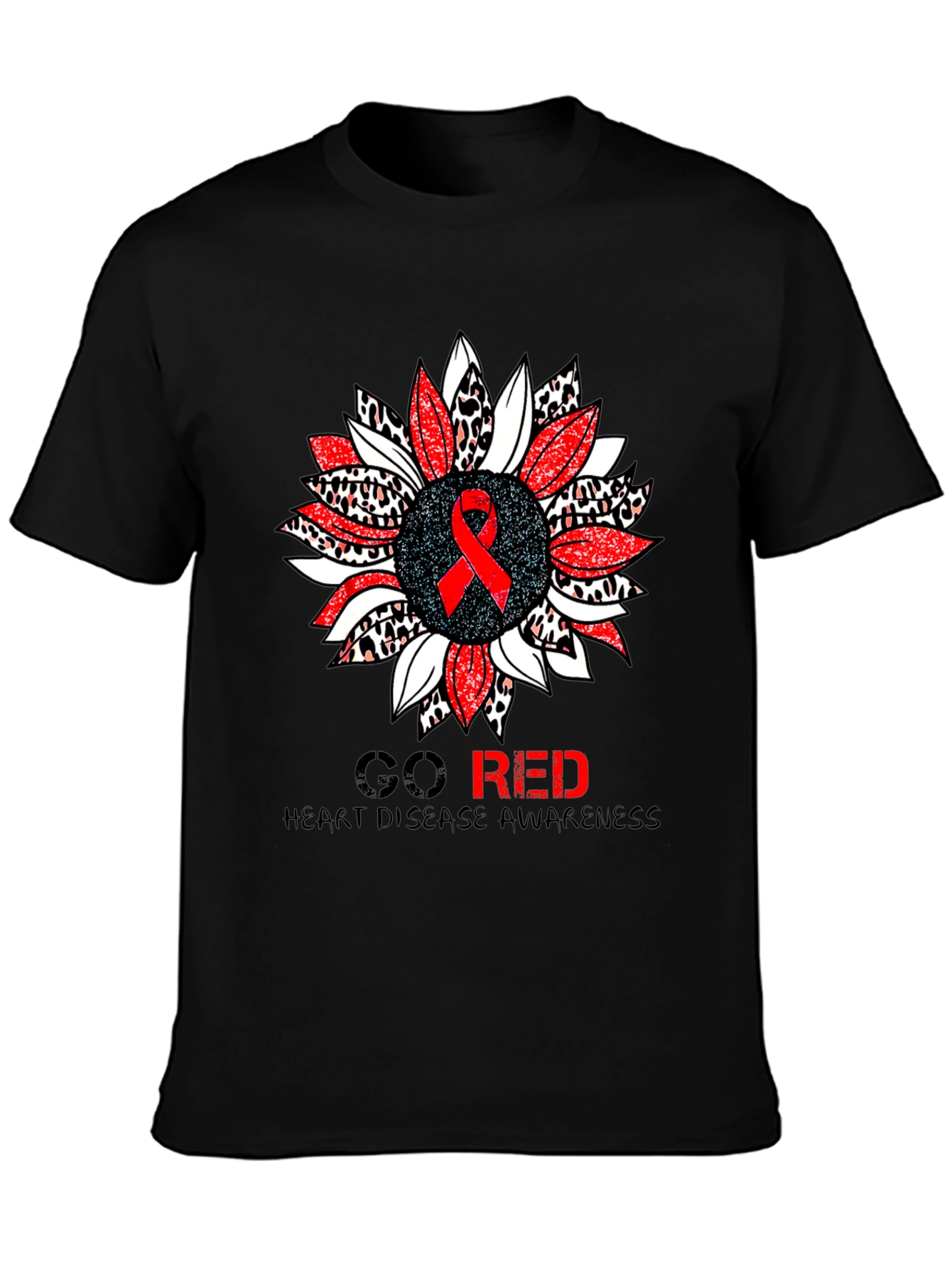 Black Go Red Heart Disease Awareness T-Shirt view 3