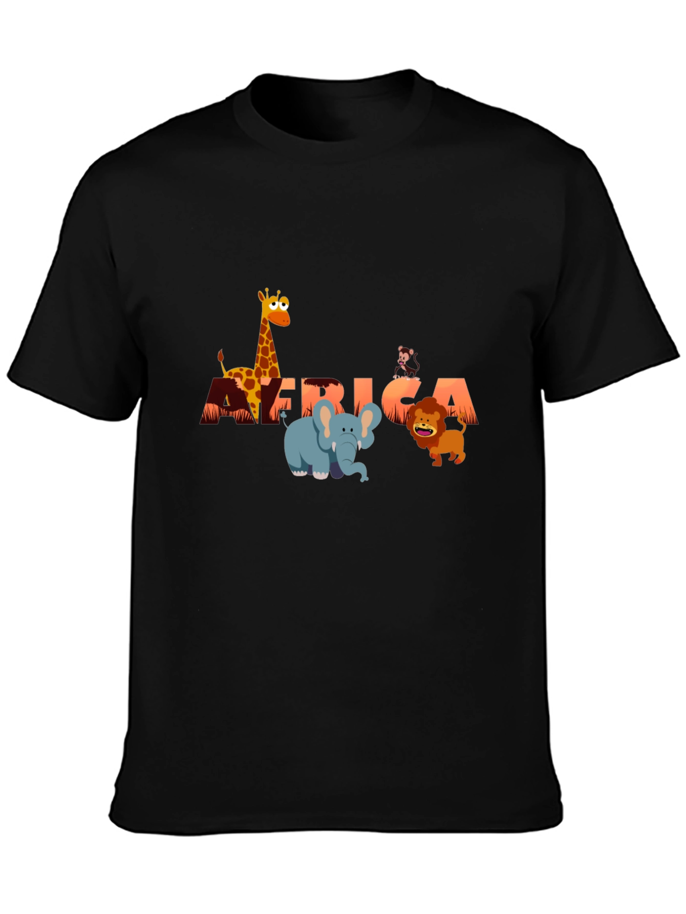 Black Africa Animals Graphic Tee - Fun Safari Shirt view 3