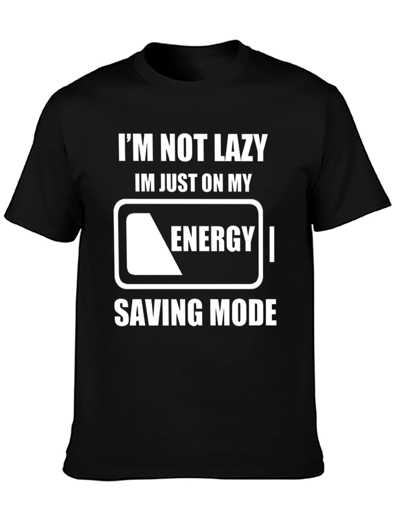 Black Funny Energy Saving Mode T-Shirt view 3