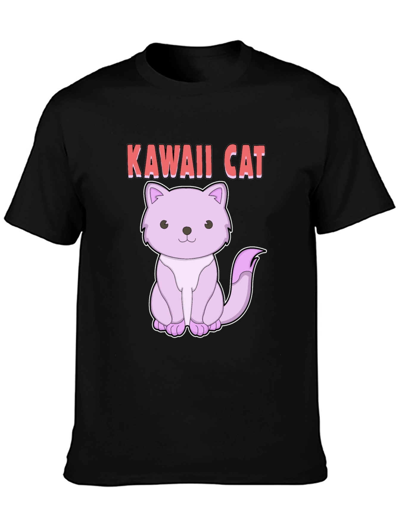 Black Kawaii Cat Graphic Tee - Cute Anime Style Shirt view 3