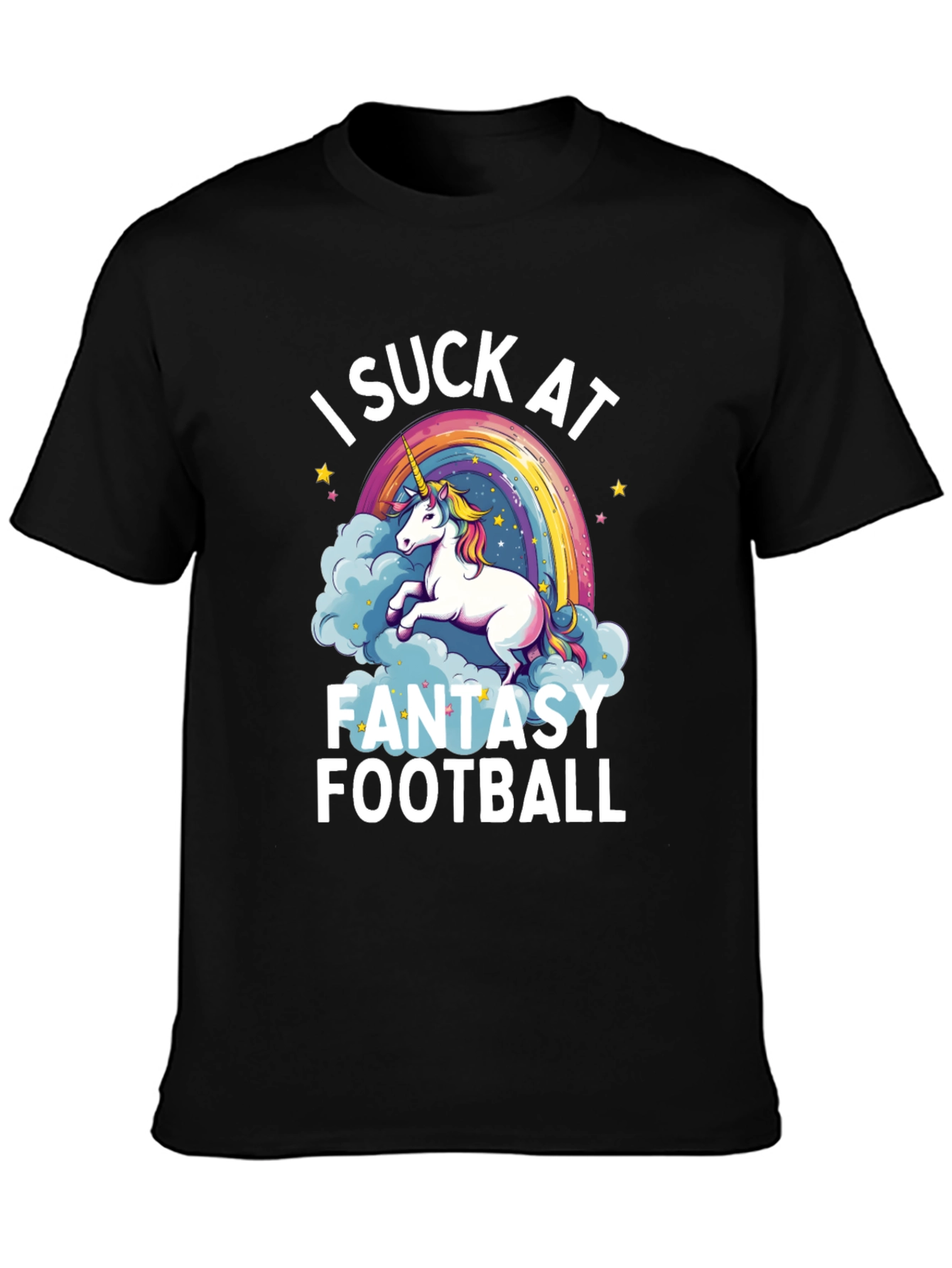 Black I Suck at Fantasy Football T-Shirt view 3