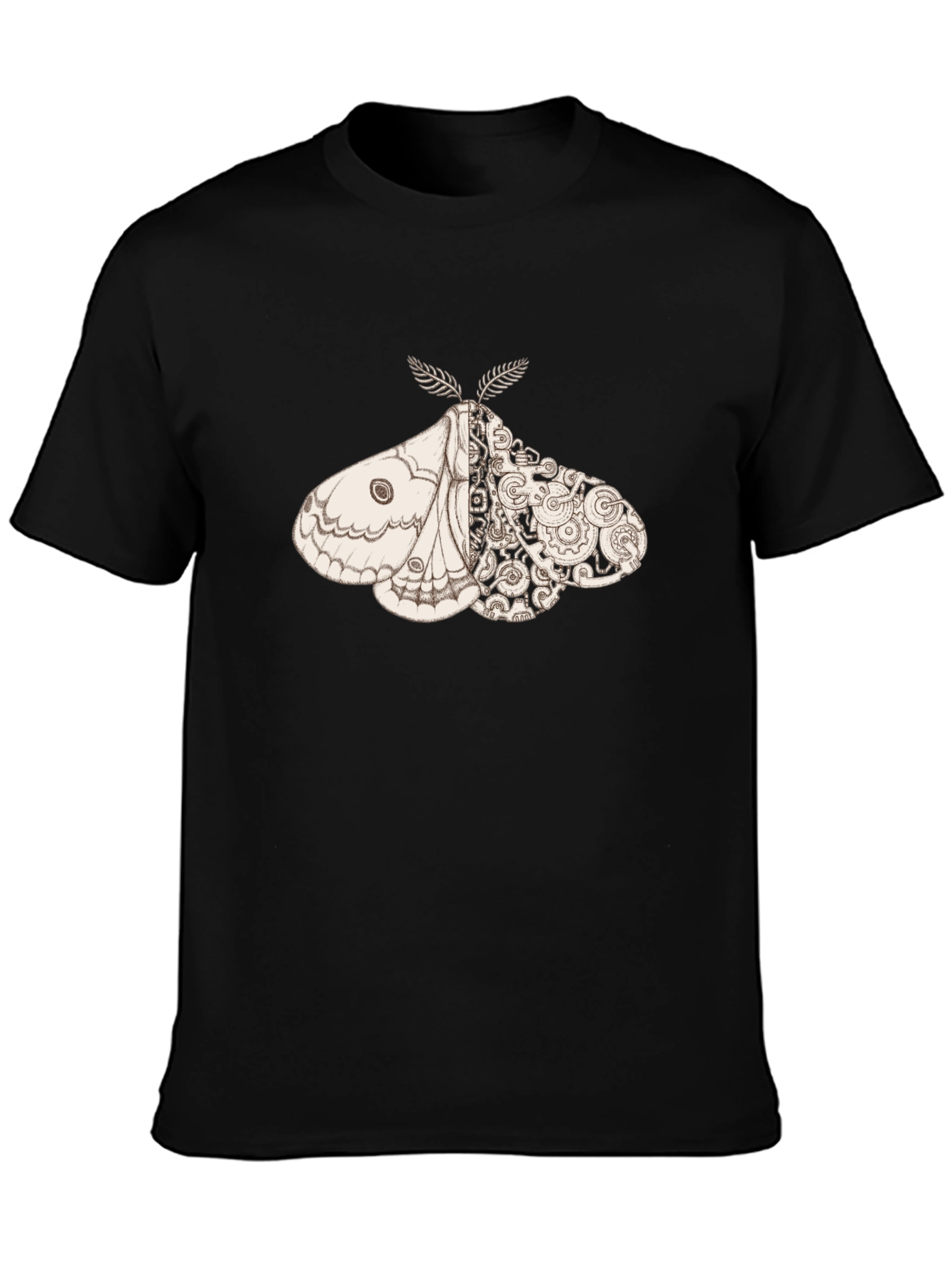 Black Steampunk Moth Graphic Tee - Unique Insect Design view 3